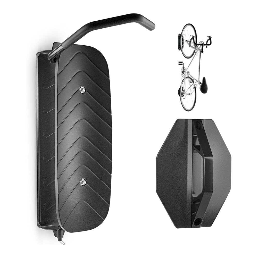 Ecaqlin 1 Pack Swivel Bike Wall Mount - Vertical Bike Rack & Hanger for Garage, Mountain Bikes - Space Saving Bike Storage Solution for Home, Apartment, or Outdoor Use