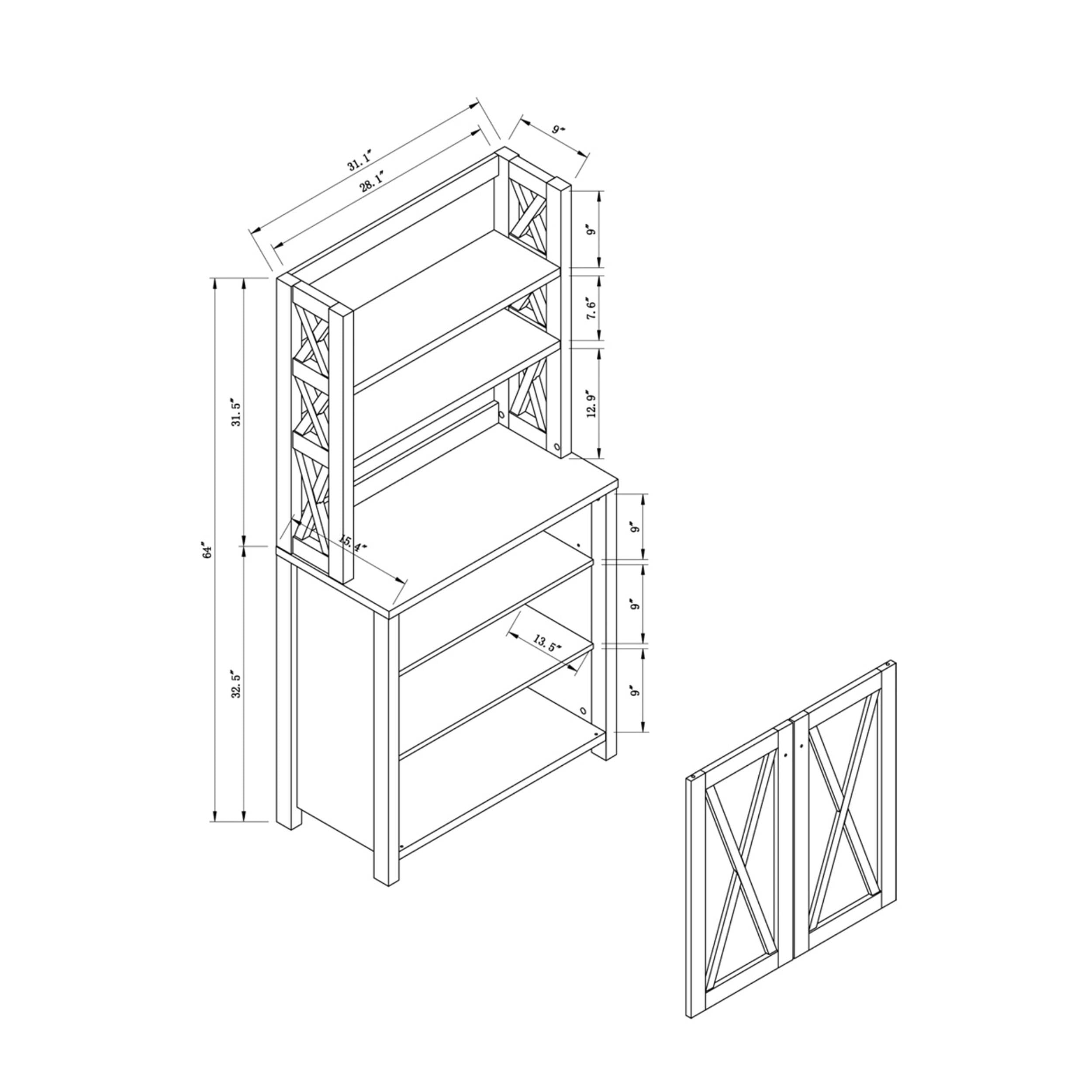 Furniture of America Schuetz Gray Wood Multi-Storage Baker Rack - Kitchen Organizer, Pantry Shelf & Home Decor Storage Solution for Small Spaces
