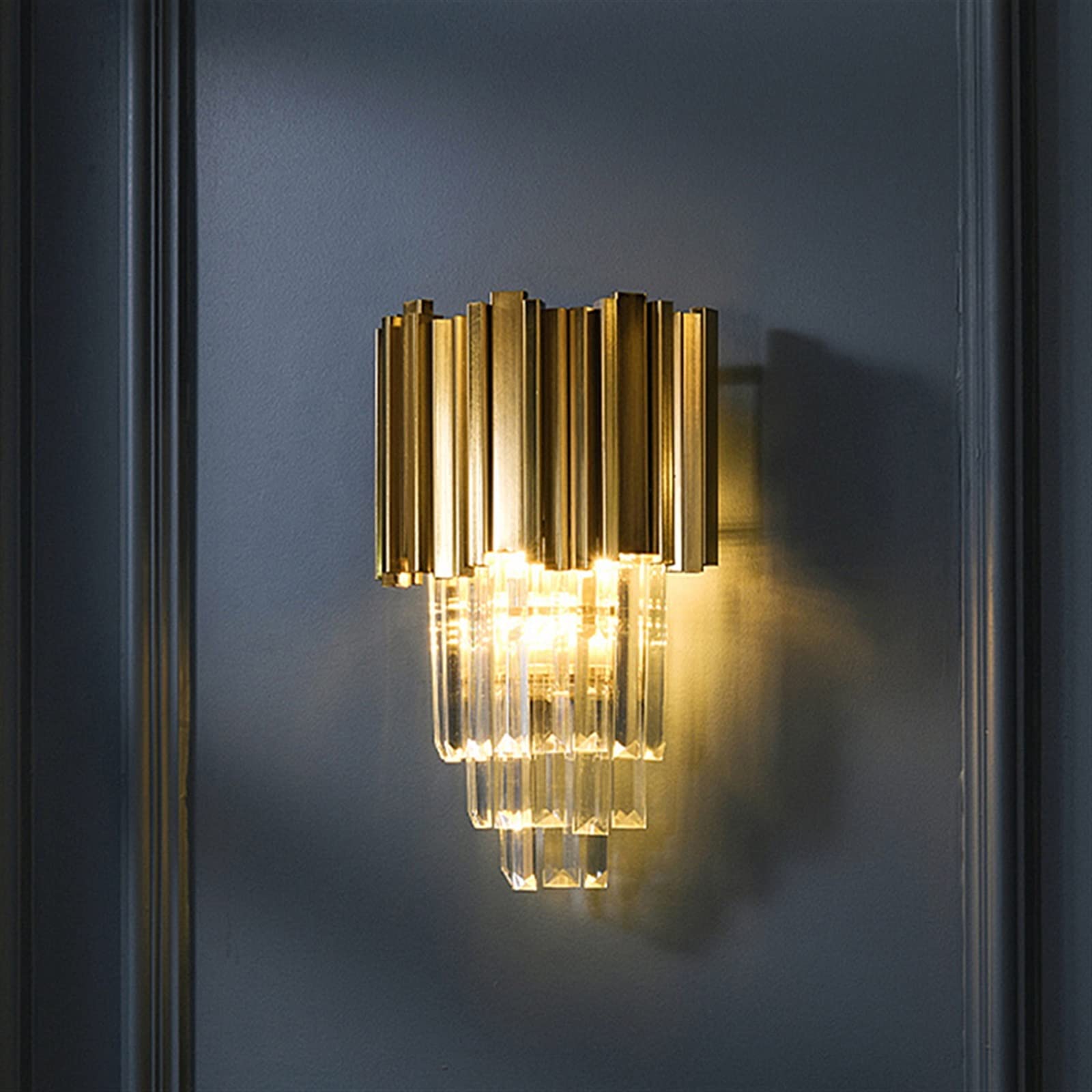 Elegant Gold Crystal Wall Lamps - LED Bedroom Lighting Fixtures for Living Room, Study & Home Decor | Perfect for Ambient Lighting & Wall Accents