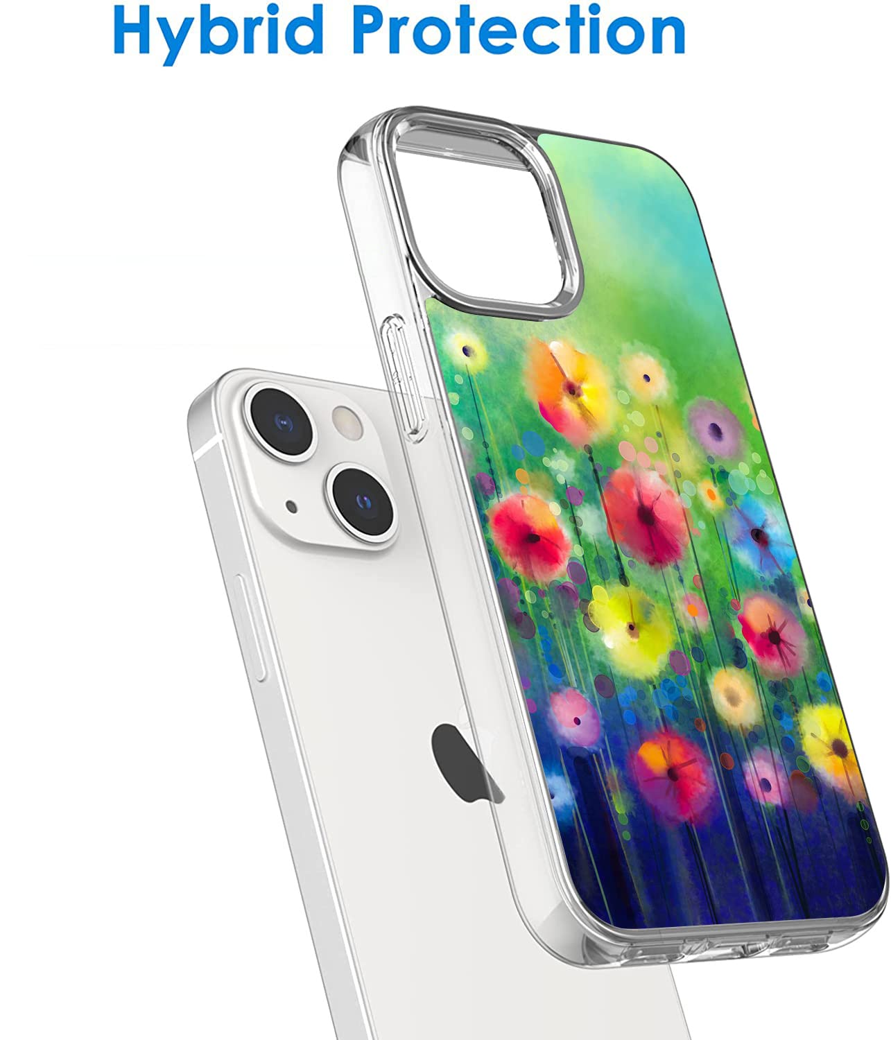 Flower Watercolor Art Clear TPU Case for iPhone 13 - Slim Shockproof Protective Phone Cover with Colorful Design | Perfect for Everyday Use, Travel & Gift Giving