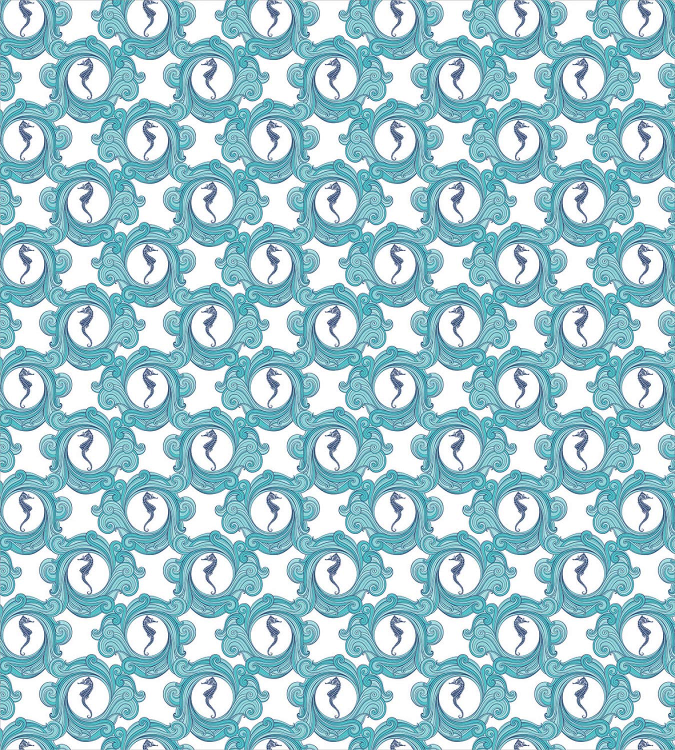 Ambesonne Blue Nautical Duvet Cover Set King Size - Seahorse Silhouettes on Plain Background - 3 Piece Bedding Set with 2 Pillow Shams - Seafoam Dark Sky Blue - Perfect for Coastal, Beach House or Ocean Themed Bedroom Decor
