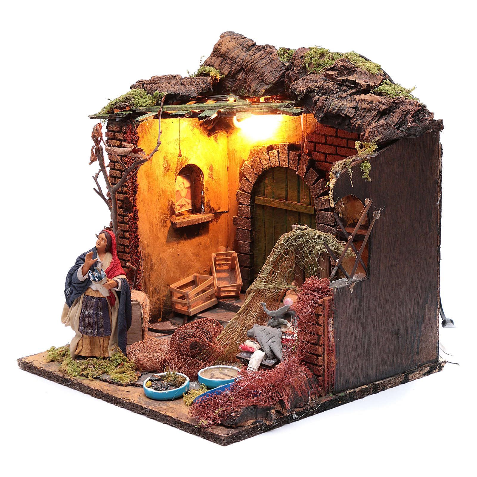 12cm Moving Woman Fishmonger Figurine for Neapolitan Nativity Scene - Perfect Christmas Decoration & Italian Nativity Display