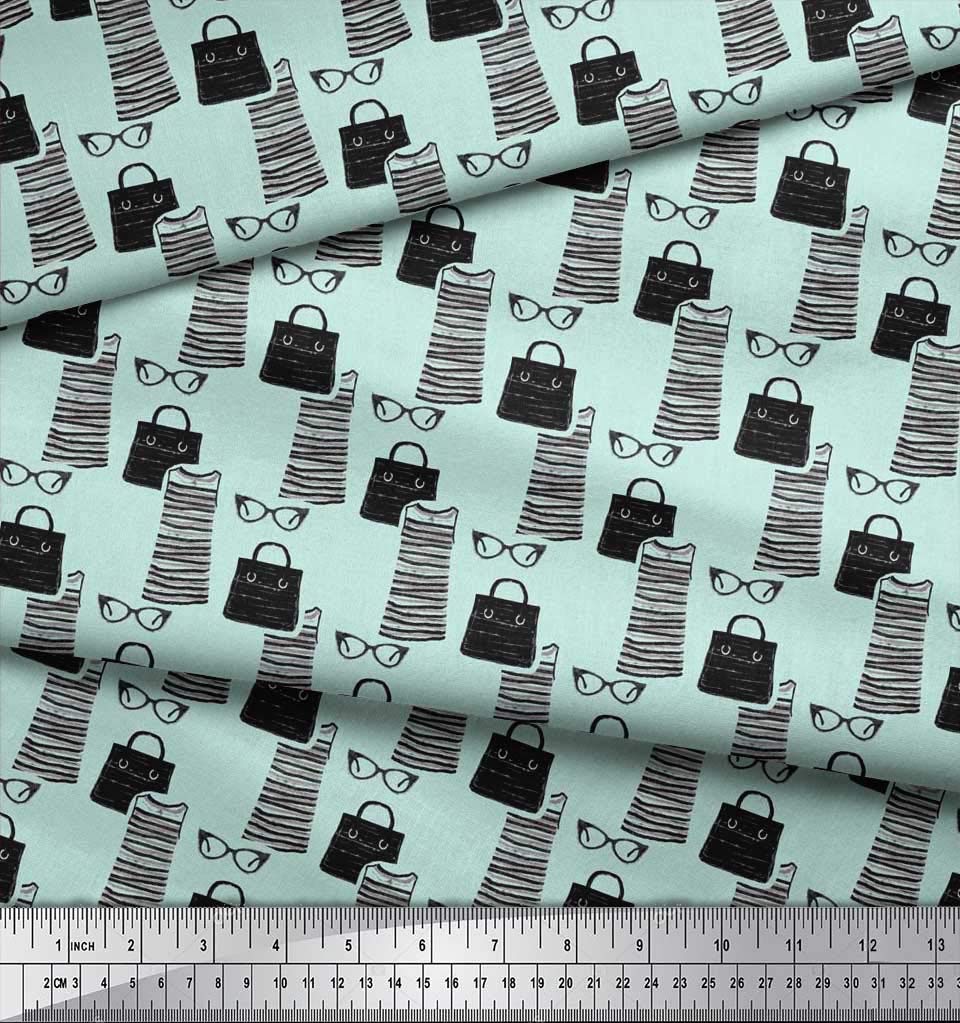 Soimoi 100% Cotton Voile Fabric - 42 Inch Wide by The Yard - Lightweight Soft Green Printed Material for Dresses, Scarves, Handbags & DIY Crafts - Perfect for Summer Fashion, Home Decor & Sewing Projects