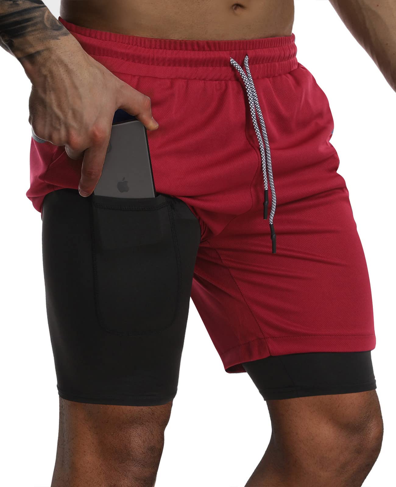 Suwangi Men's 2-in-1 Workout Running Shorts 7