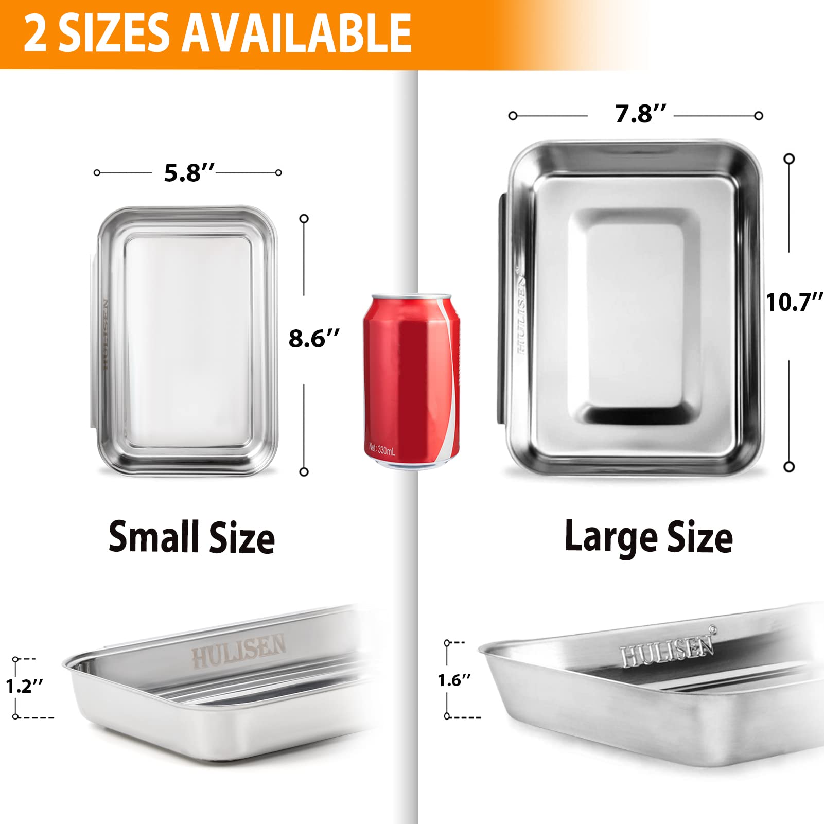 HULISEN 3-Piece Stainless Steel Breading Pans Set for Marinating Meat, Chicken, Fish - Food Prep & Coating Trays, Oven Safe for Baking Cakes - Perfect for Kitchen, Restaurant & Home Cooking