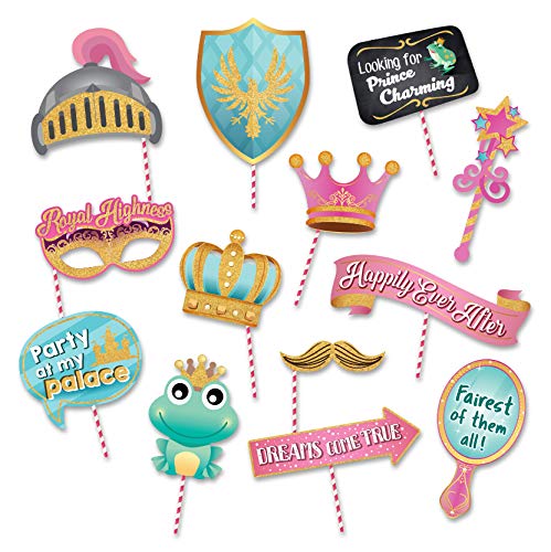 Sparkly Gold Royal Princess Photography Backdrop & Studio Props Kit – Perfect for Girls Photo Booth, Rainbow Pink Castle Birthday Party, Fairytale Baby Shower Decorations – Great for Birthday Parties, Baby Showers & Themed Events