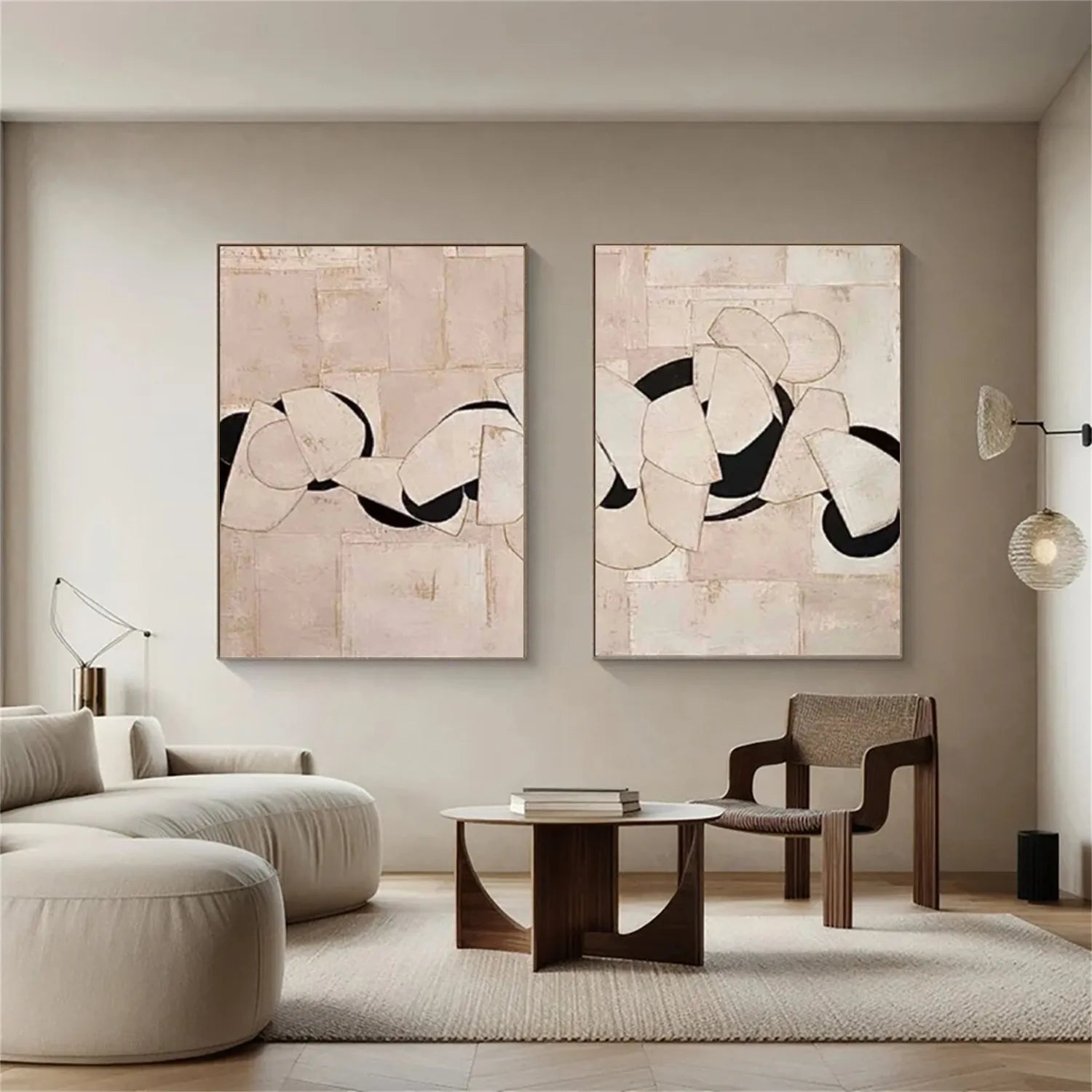 Abstract Tranquility Set of 2 Wall Art Paintings - Modern Minimalist Canvas Prints for Living Room, Bedroom & Office Decor - #WS154