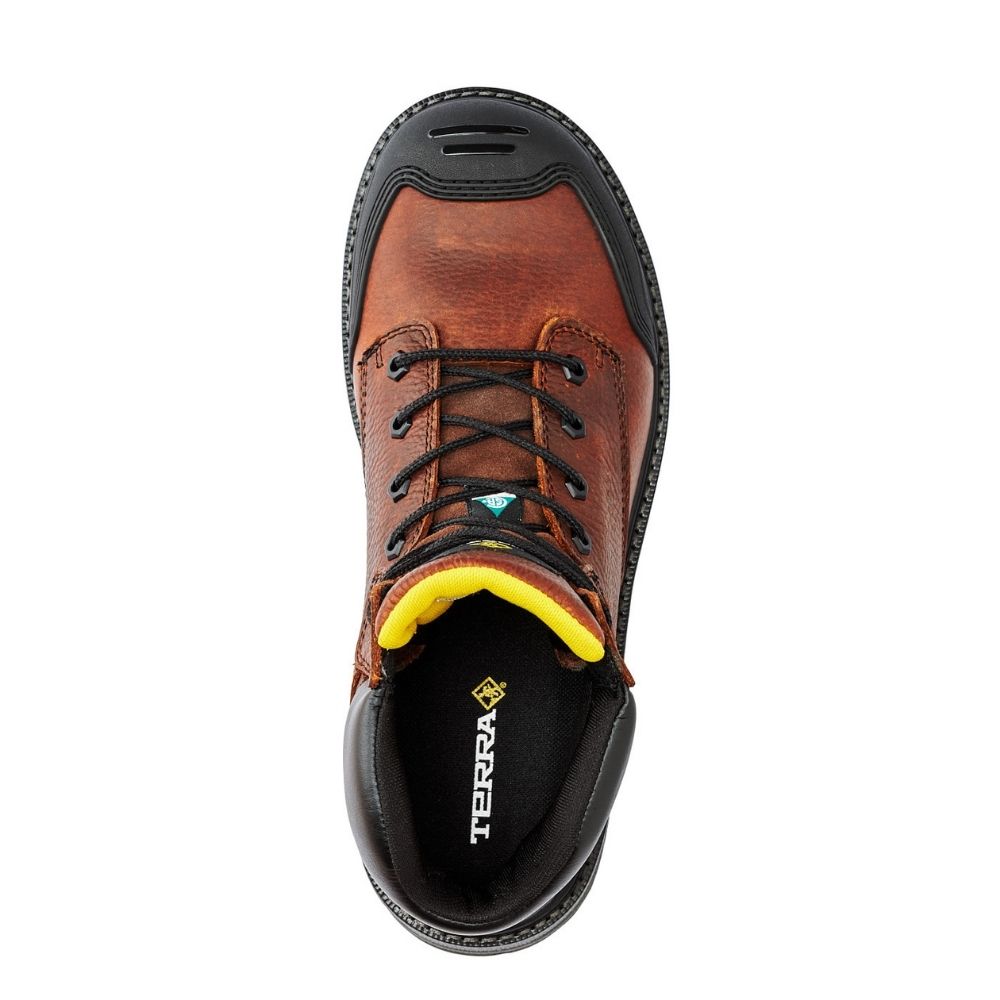 Terra Patton TR0A4NS6BRN Unisex Steel Toe Work Boots - CSA Certified Safety Shoes for Construction & Industrial Work (Brown)