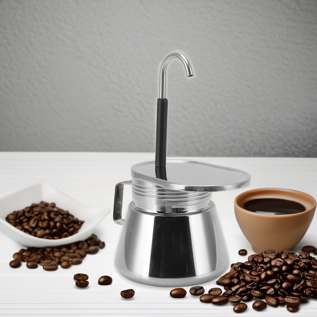 Stainless Steel Stovetop Espresso Maker - Single Spout Italian Coffee Percolator for Home & Camping | Perfect for Espresso Lovers, Outdoor Adventures & Small Kitchens