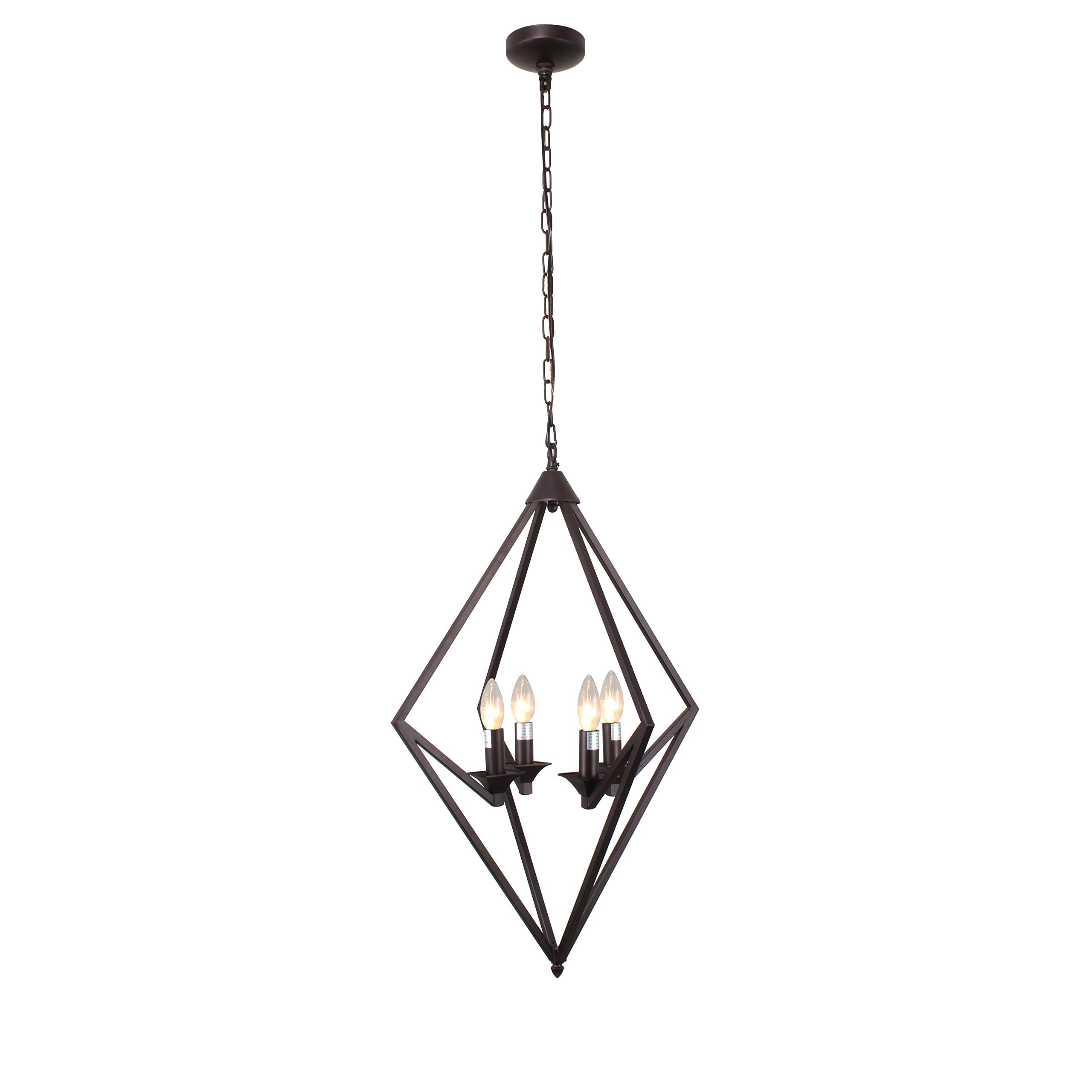 4-Light Transitional Ceiling Pendant in Rubbed Bronze - 19.5 Inch Wide - Perfect for Dining Room, Kitchen Island & Entryway Lighting