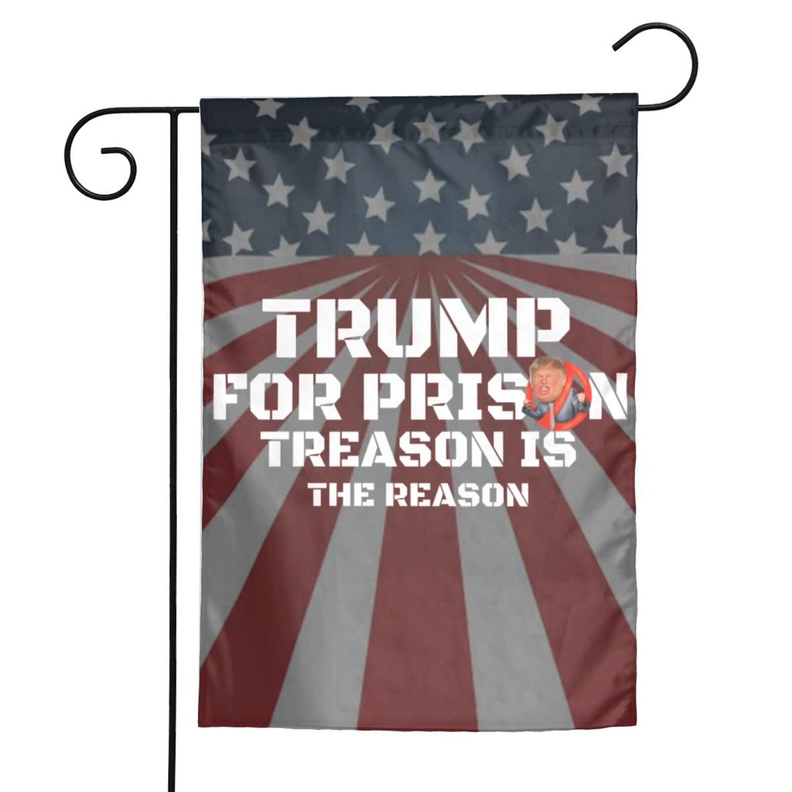 Trump For Prison 12x18 Inch Double Sided Garden Flags - Patriotic Outdoor Decor for Yard, Lawn & Porch - Perfect for Political Events, Campaigns & American Flag Displays