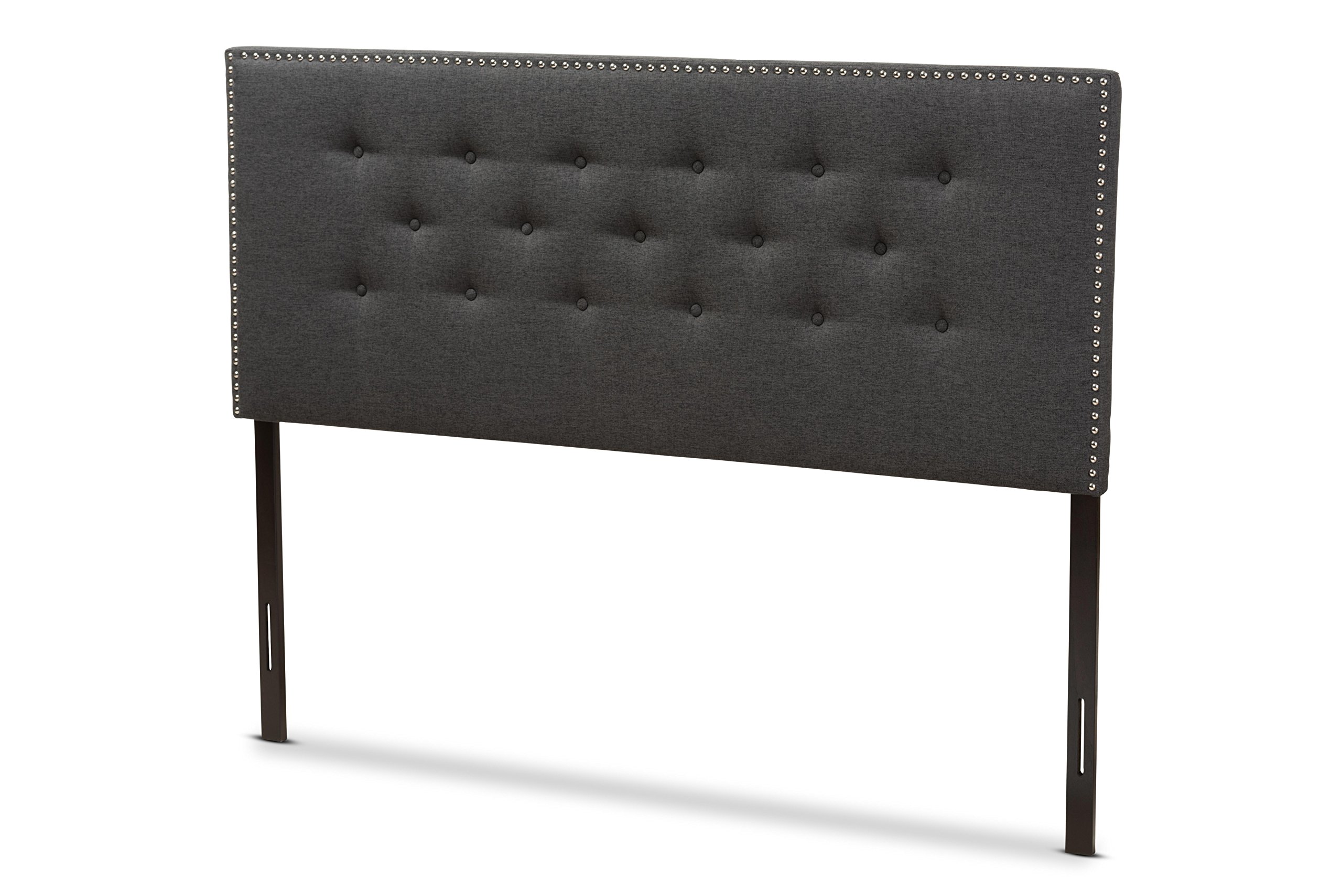 Baxton Studio Kenzie Modern Dark Grey Fabric Full Size Headboard - Contemporary Bedroom Decor for Master & Guest Rooms