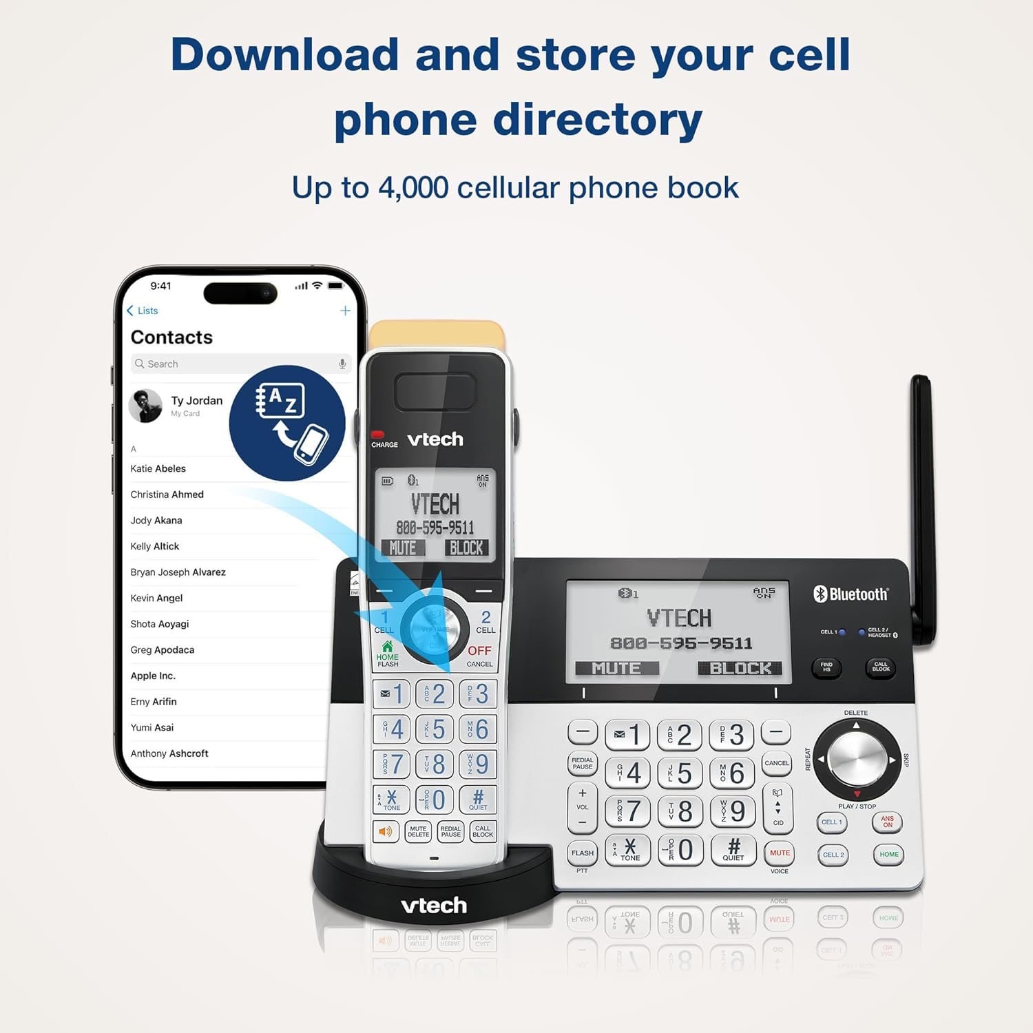 VTech IS8151-5 Super Long Range 5 Handset DECT 6.0 Cordless Phone for Home with Answering Machine - 2300 ft Range, Call Blocking, Bluetooth, Headset Jack, Power Backup, Intercom, Expandable to 12 Handsets - Perfect for Large Homes, Offices & Multi-Room Communication