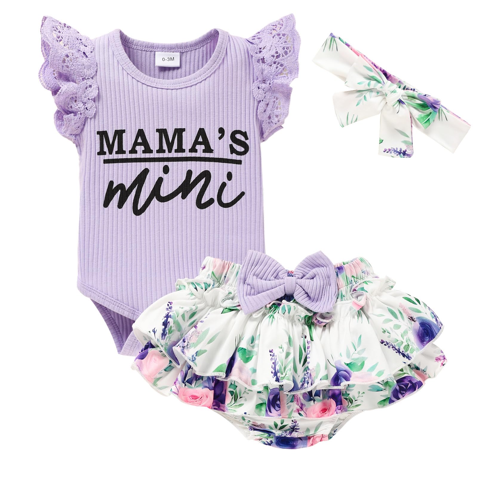 Newborn Baby Girl Clothes Set - Floral Ruffled Romper & Shorts Summer Outfit | Cute Infant Outfits for Photoshoots & Playtime