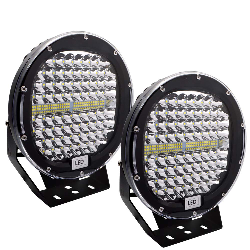 Safego 9-Inch Round LED Offroad Lights - 2Pcs 408W 40800LM Waterproof Spot Beam Driving Light Bar for Trucks, SUVs, ATVs, Tractors & Boats - Durable LED Work Lights for Off-Roading, Camping & Night Driving