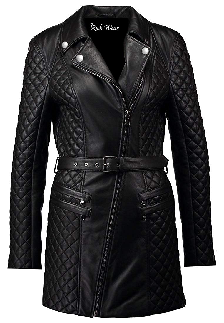 Premium Women's Quilted Long Leather Coat - Stylish & Warm Winter Outerwear for Casual & Formal Occasions