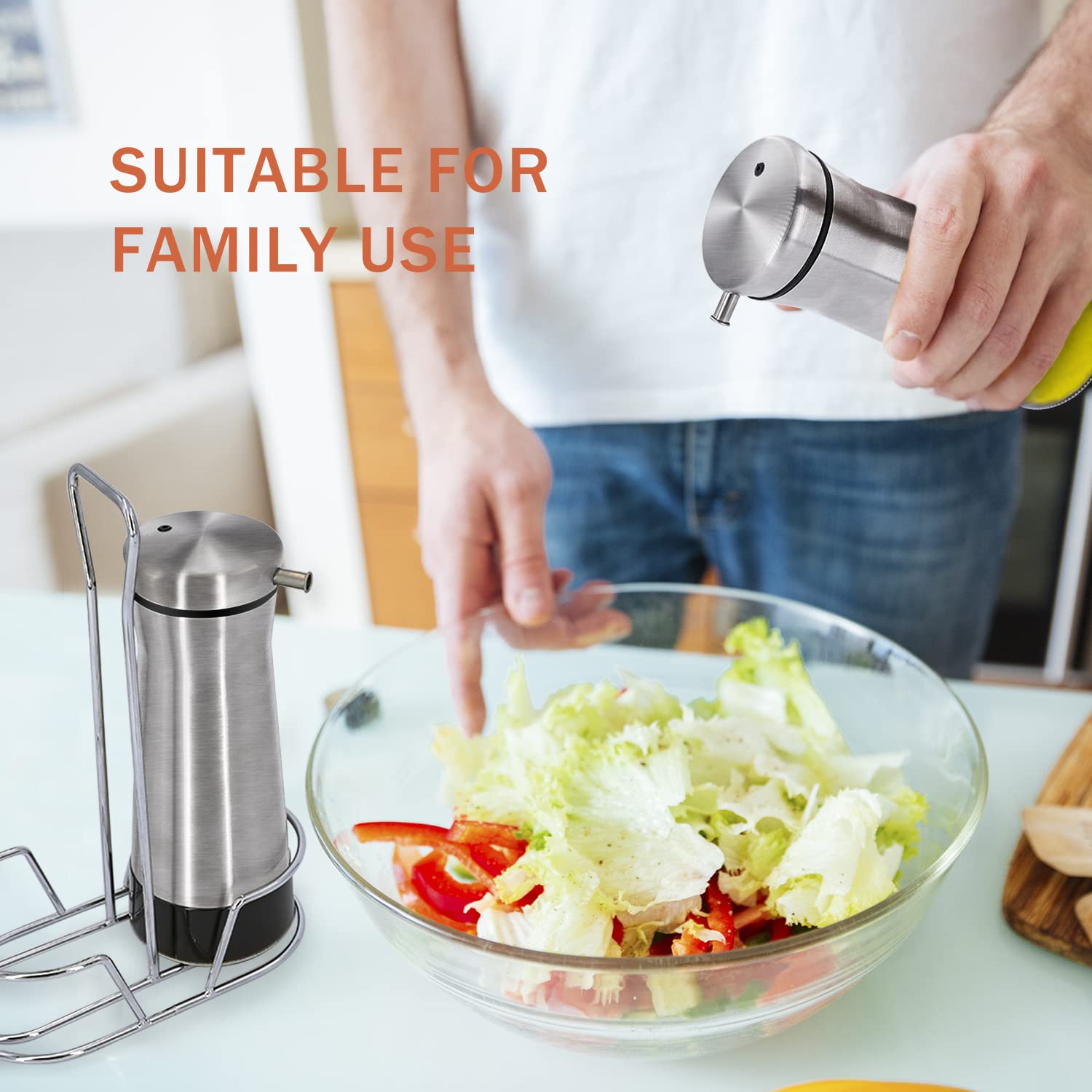 Premium Oil and Vinegar Dispenser Set with Caddy - 2 Pack No-Drip Glass Bottles for Kitchen, Home, Restaurants & Weddings - Perfect for Salad Dressing, Cooking Oil & Balsamic Vinegar