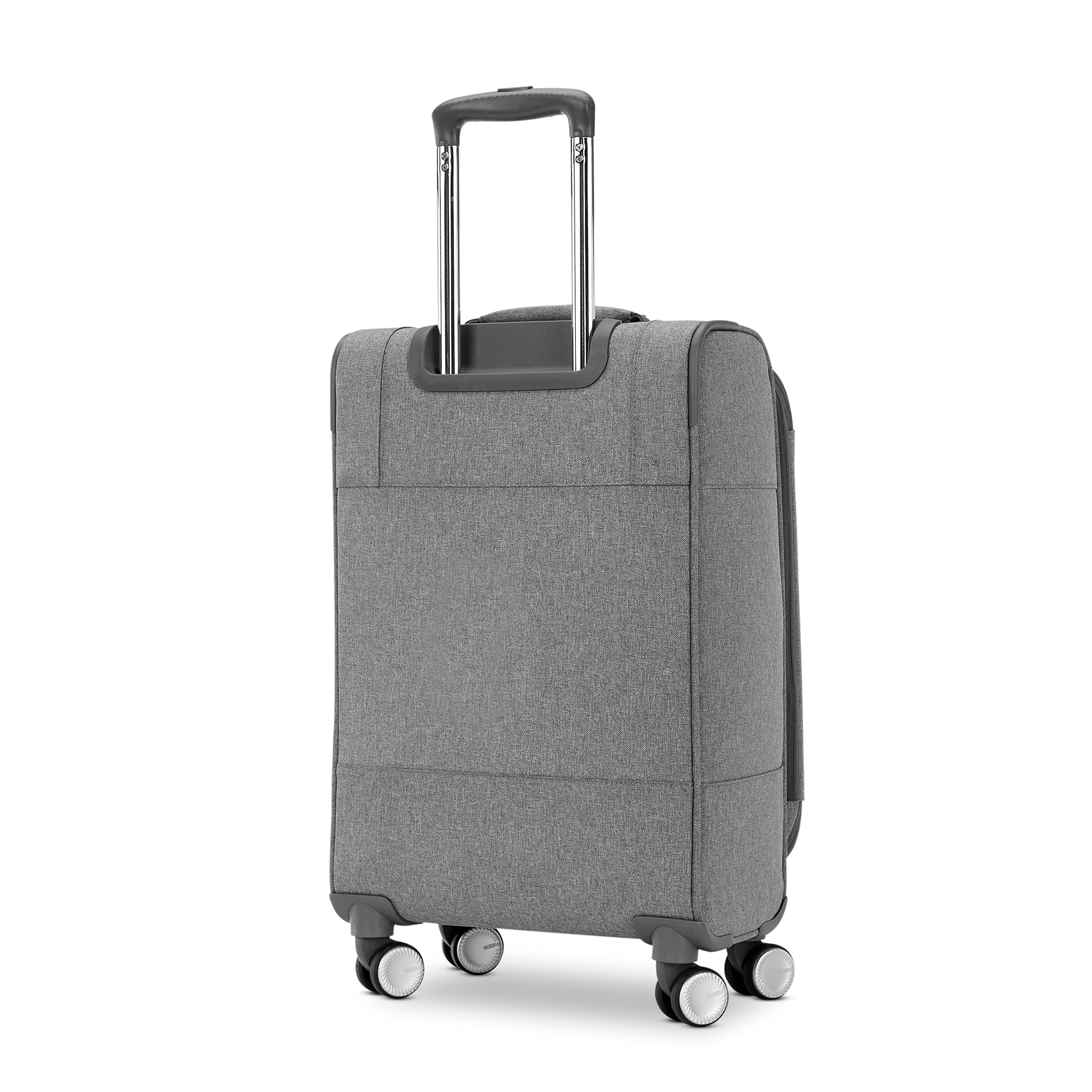 American Tourister Whim Softside Expandable Spinner Luggage Set - 2-Piece (Carry-On & Medium) Lightweight Suitcase with 360° Wheels, Grey - Perfect for Business Travel & Family Vacations