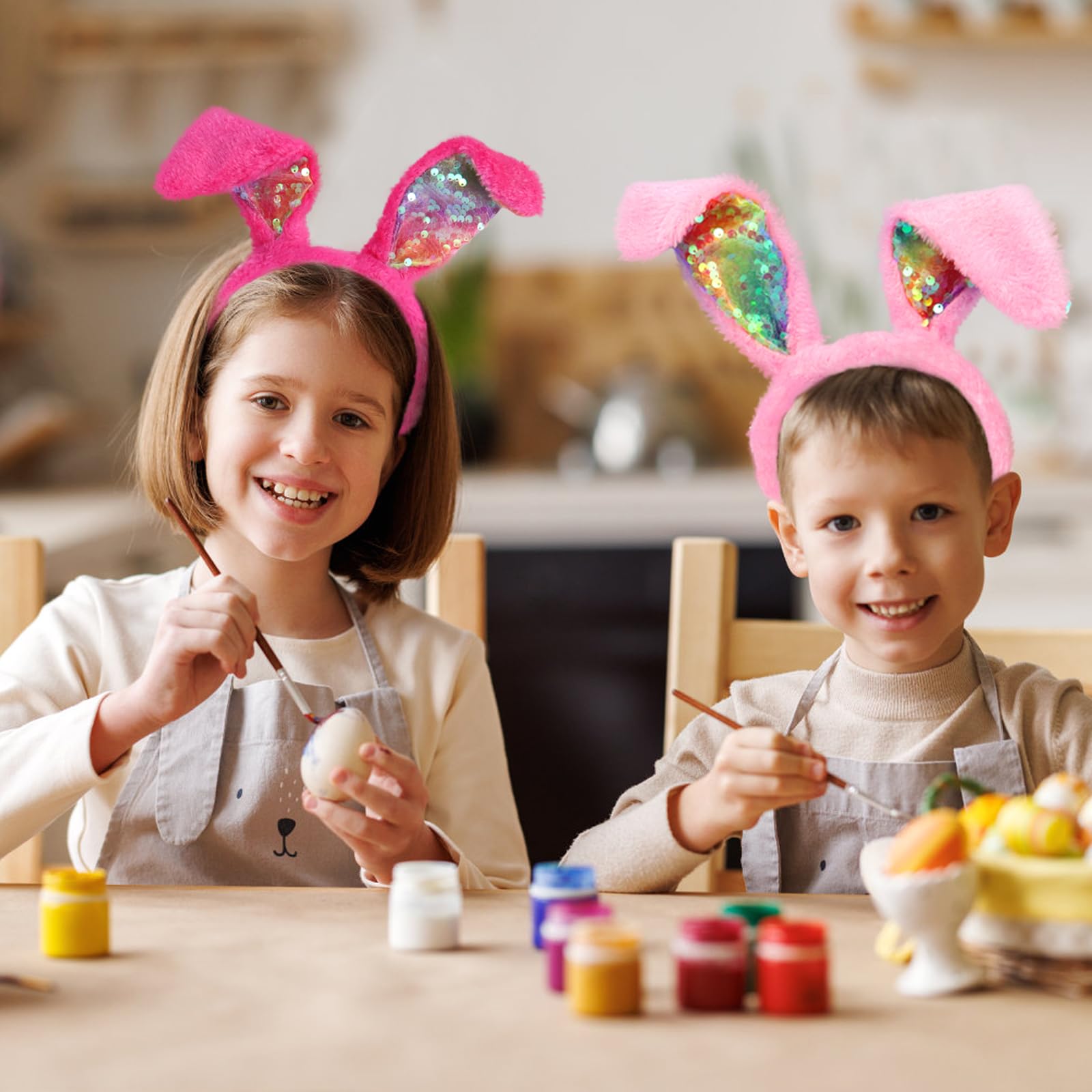 Halovin 18PCS Easter Bunny Headbands & Glasses Set - Cute Rabbit Ears & Chick Egg Hair Accessories for Kids & Adults - Perfect for Easter Party Decorations, Photo Booth Props & Spring Festival Celebrations