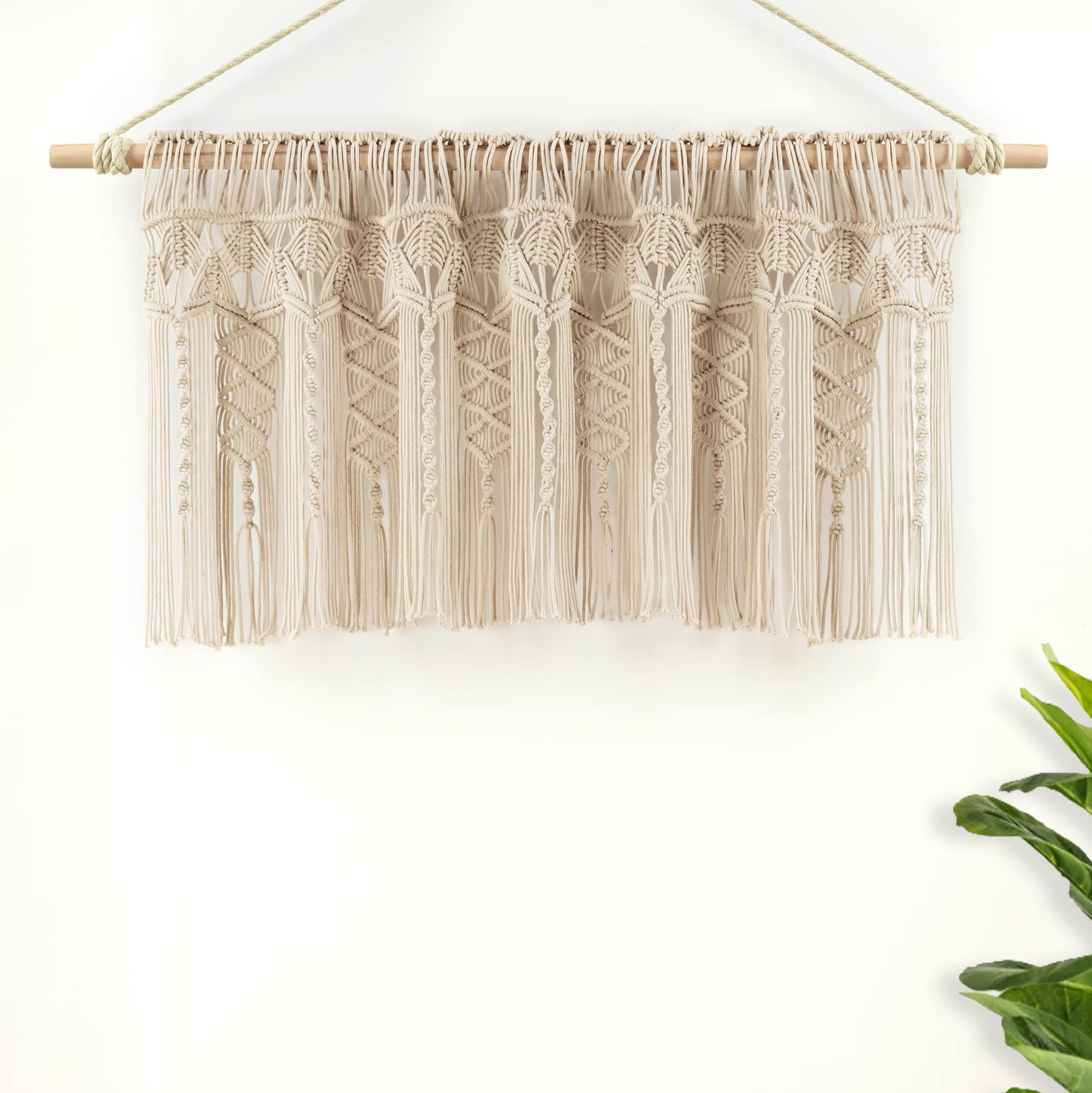 Boho Macrame Textured Cotton Valance Curtain 50