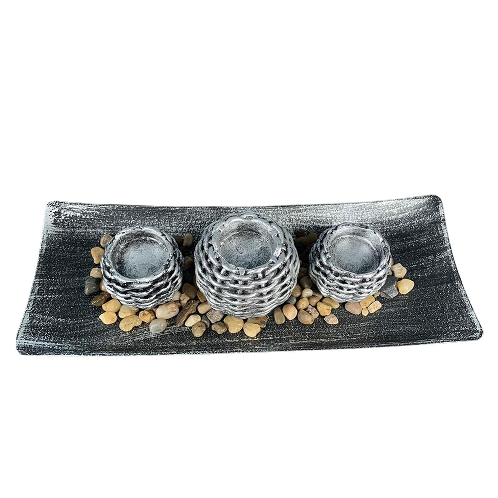 Bothyi Rattan Candle Holder - Elegant Resin Tea Light Stand for Home Decor, Wedding, Party & Romantic Dinner (Set of 3)