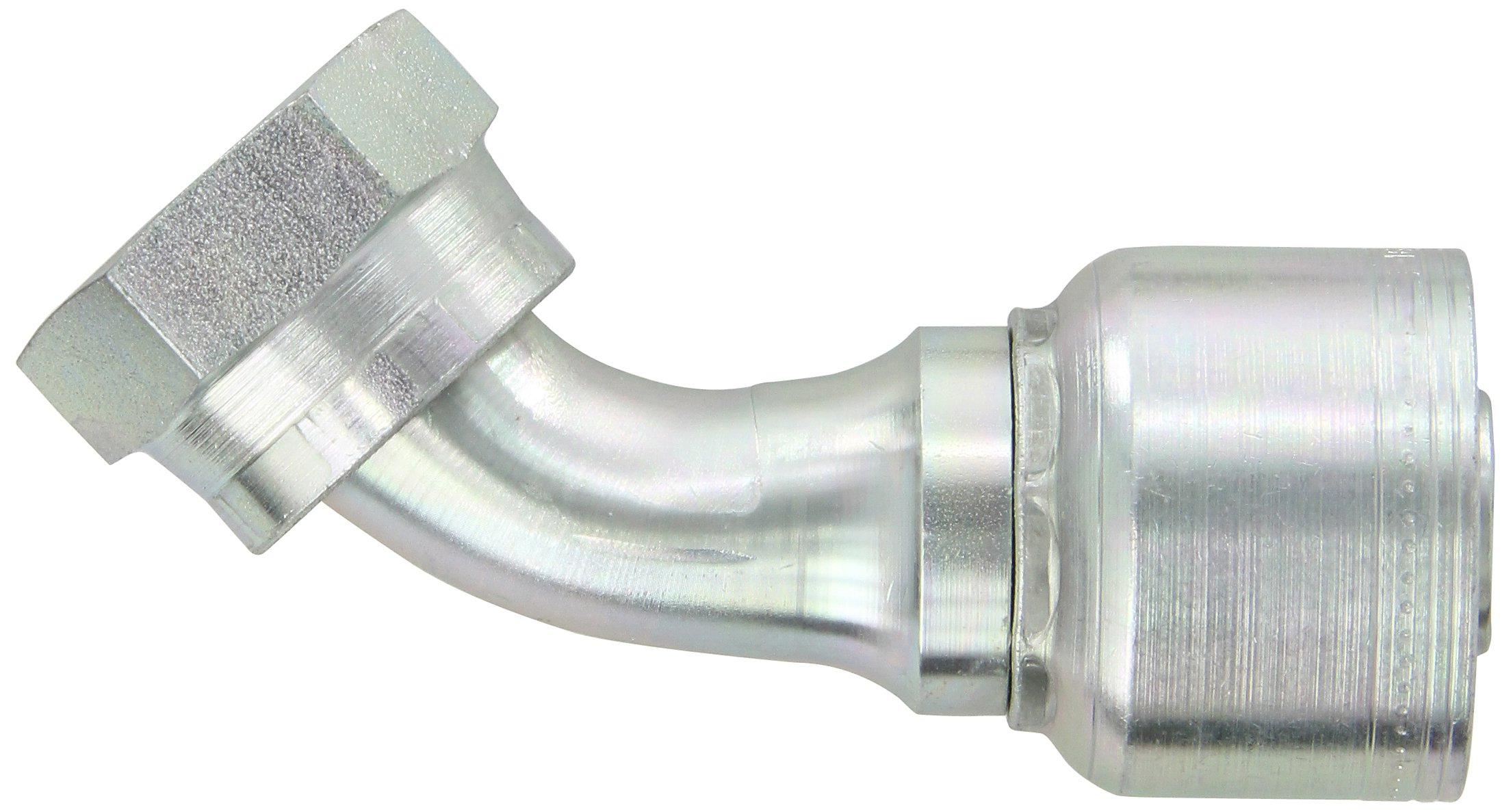 Aeroquip 1AA16FRA16 Carbon Steel Global TTC Crimp Hose Fitting - Female ORS Swivel 45 Degree Elbow, 1