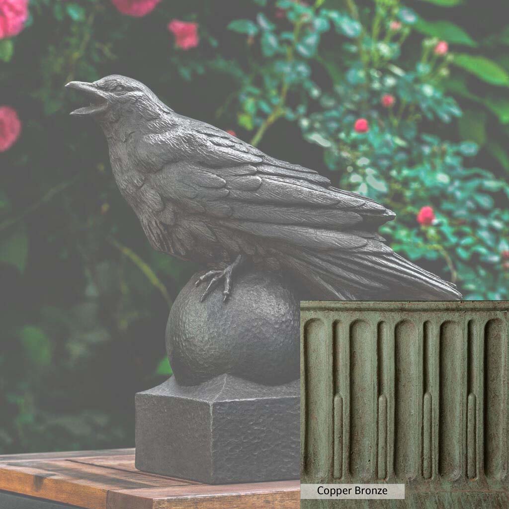 Campania International Corvus Statue - Handcrafted Garden Decor, Roman-Inspired Outdoor Statue for Patio, Yard & Landscape Design