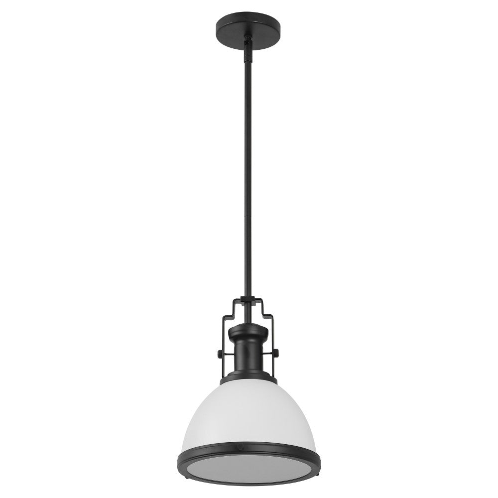 Modern Industrial Iron LED Dome Pendant Light - Vintage Edison Bulb Fixture for Kitchen Island, Dining Room & Bar Lighting (Black Finish)