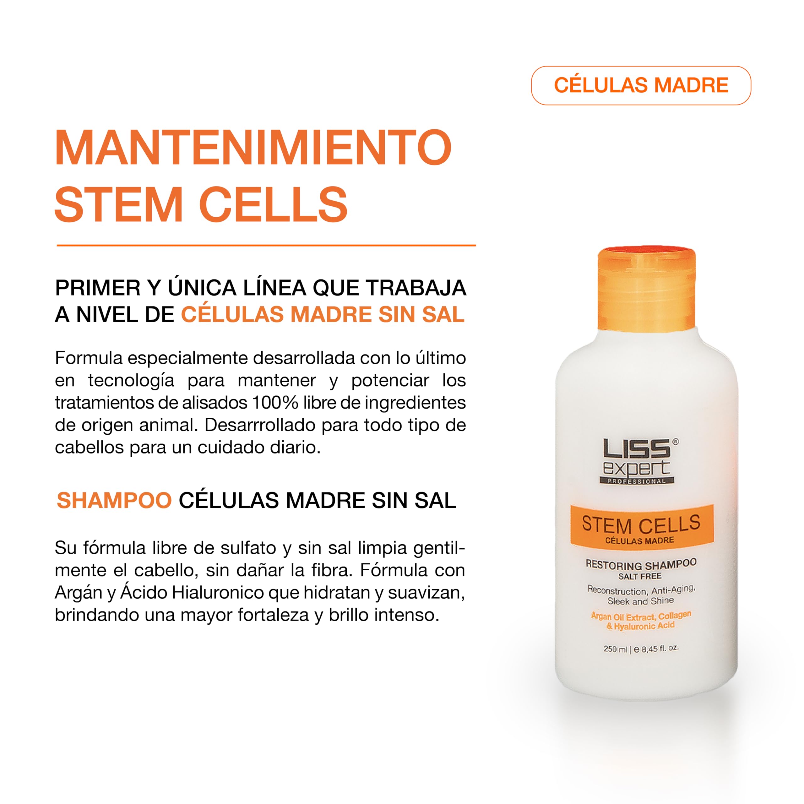 Liss Expert Stem Cells Smoothing Treatment with Organic Keratin & Argan Oil – Frizz-Free Hair Repair & Shine – Professional Straightening for Shoulder Length Hair – Includes Salt-Free Shampoo & Conditioner – Perfect for Salon-Quality Smoothing at Home