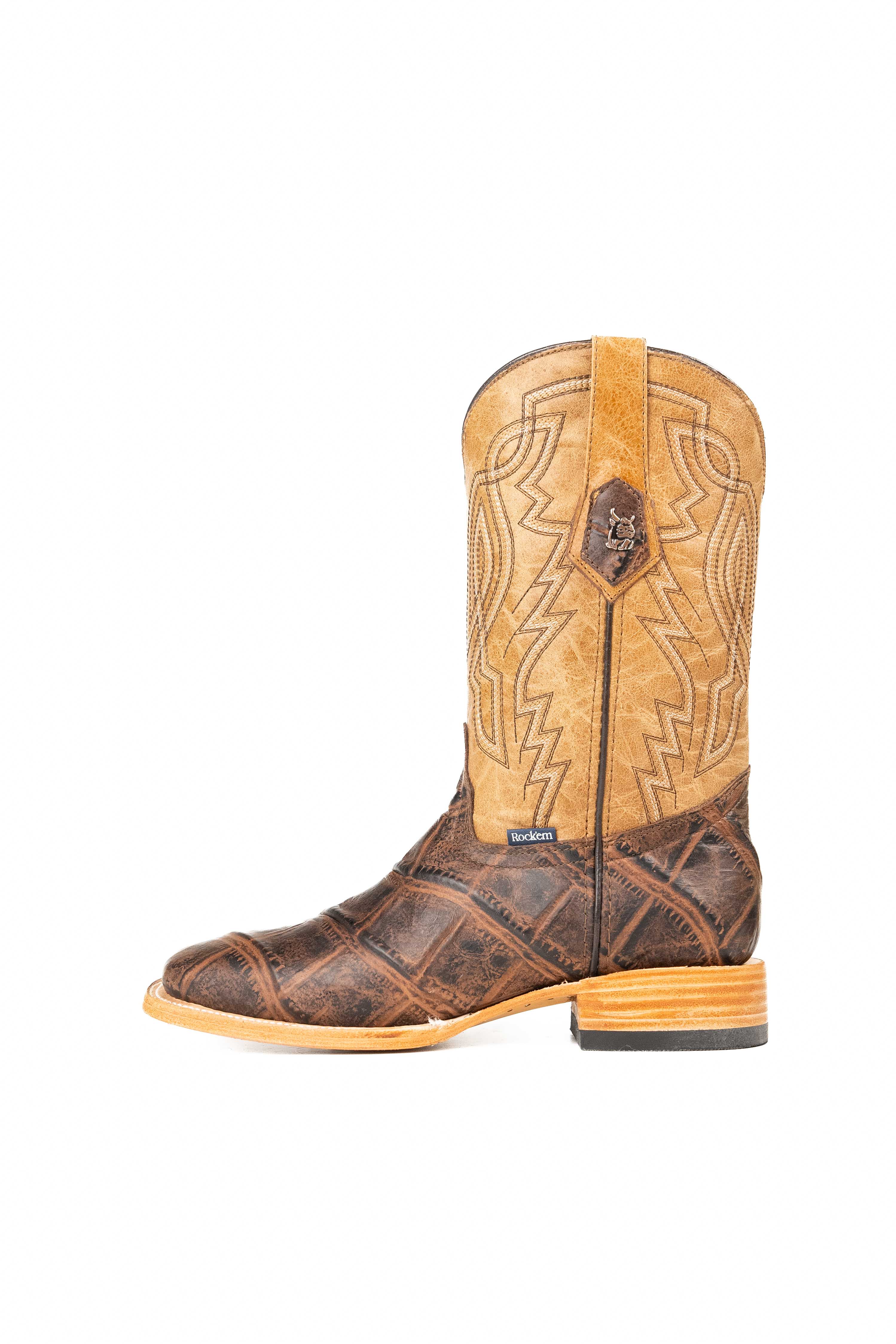 Renegade Alligator Square Toe Cowboy Boots for Men - Genuine Leather Western Boots with Rugged Sole - Perfect for Rodeo, Country Dancing & Outdoor Adventures