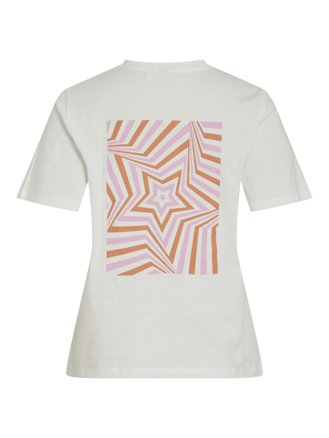 Ava T-Shirt for Women - Soft Cotton Comfort Fit Tee in White, Pink & Orange Shine - Casual Wear, Gym, Lounge & Everyday Outfits