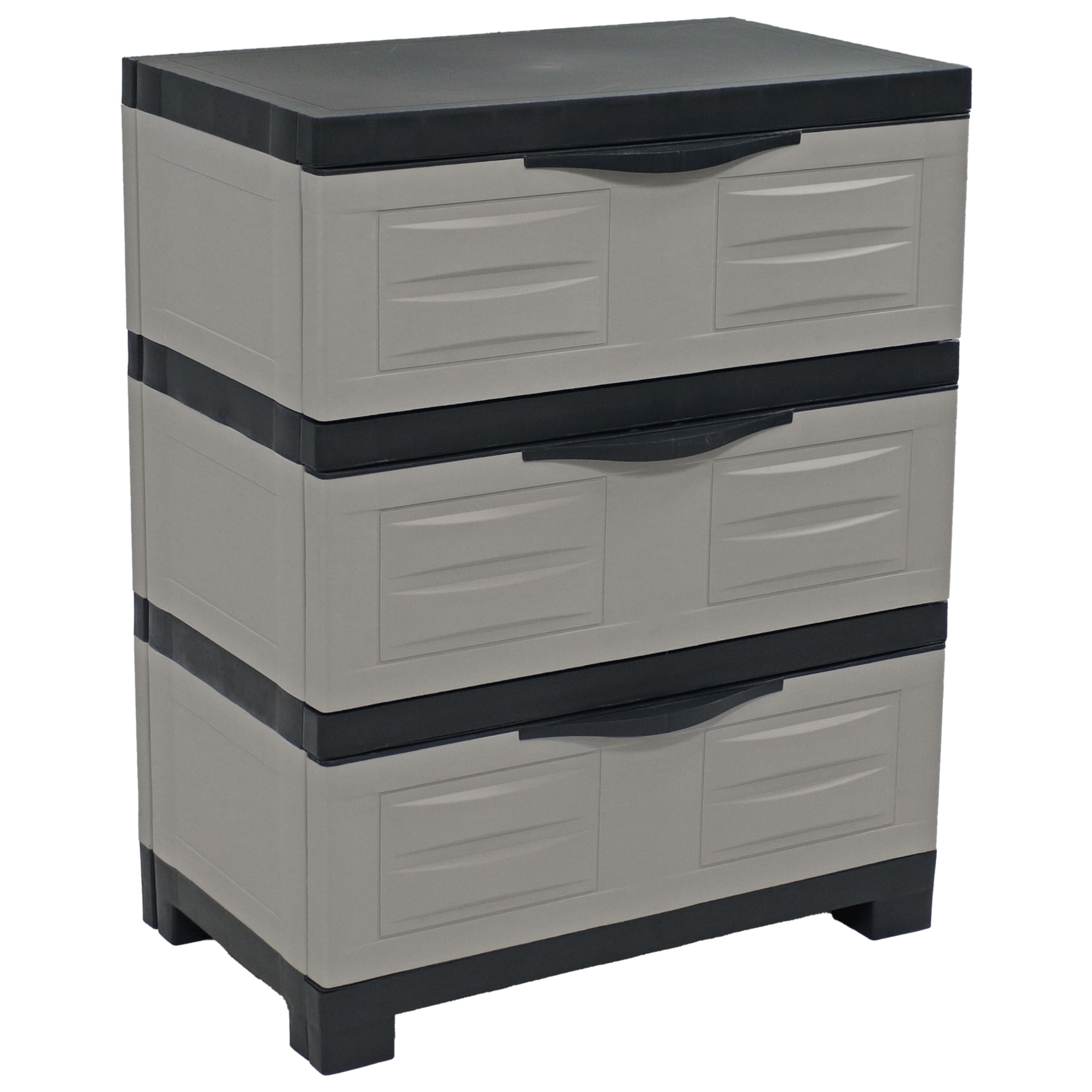 Sunnydaze 3-Tier Plastic Storage Cabinet with Drawers - 29.5