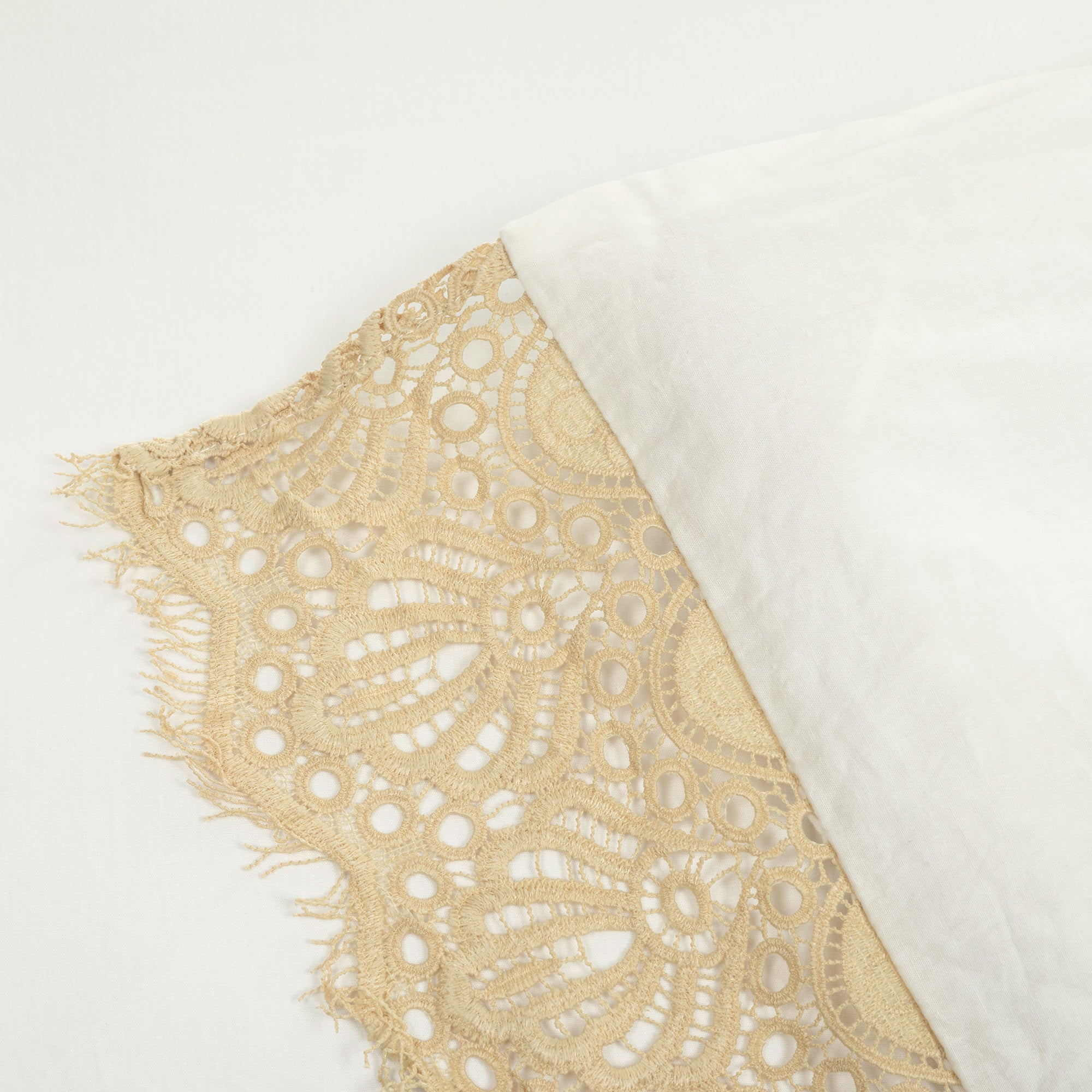 Scalloped Lace Cotton Duvet Cover Set - Queen Size 3 Piece Bedding Set with Pillowcases, Elegant Boho Chic Style for Master Bedroom Decor