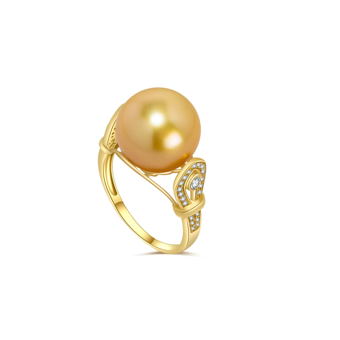 18K Solid Gold South Sea Golden Pearl Ring KR00013 - Elegant Jewelry for Weddings, Anniversaries & Special Occasions