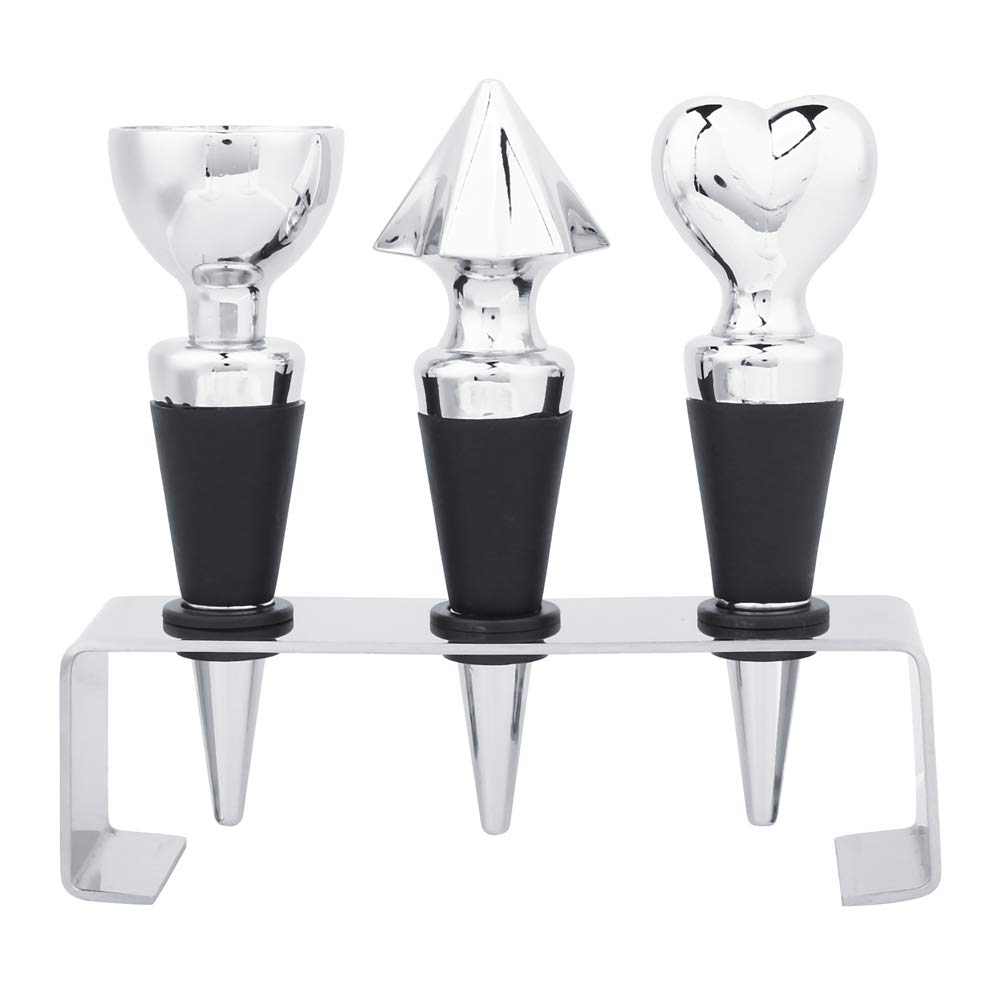 3Pcs Aluminum Alloy Wine Bottle Stoppers - Decorative & Airtight Wine Preserver for Red, White & Sparkling Wines - Perfect for Home Bars, Parties & Gifts