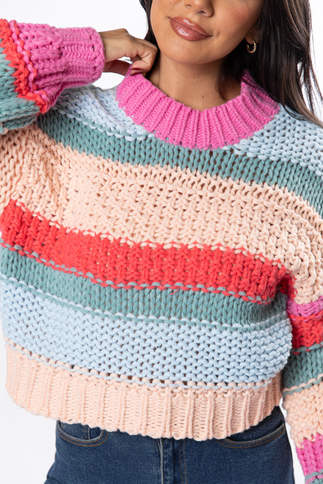 Chunky Striped Sweater for Women - Cozy Peach Knit Pullover with Inline Design | Perfect for Fall & Winter Fashion, Casual Outfits, and Layering