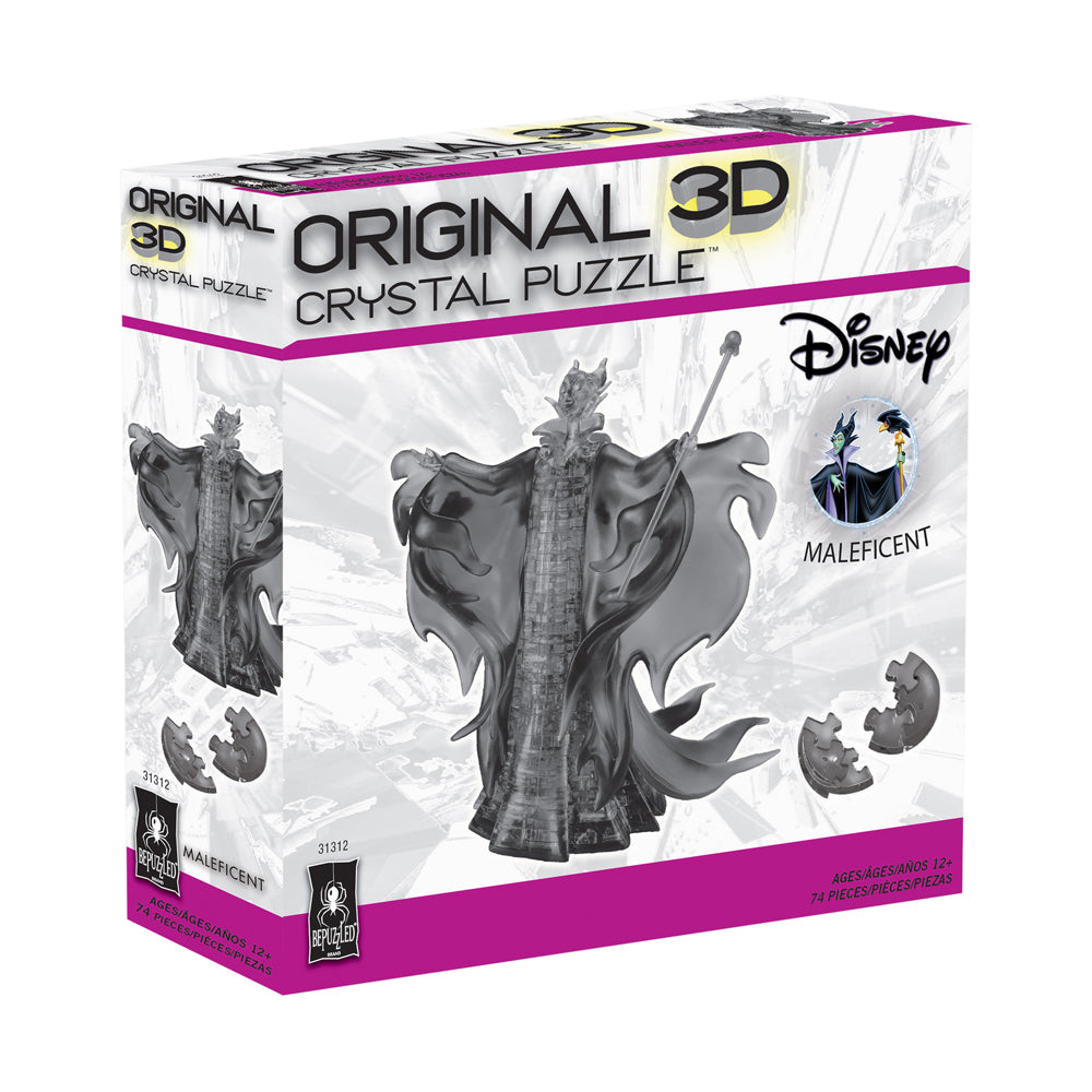 BePuzzled Disney Maleficent 3D Crystal Puzzle - 74 Piece Challenging Brain Teaser for Adults & Teens | Fun Gift for Disney Fans, Collectors & Puzzle Lovers | Perfect for Family Game Night, Birthday Gifts & Stress Relief