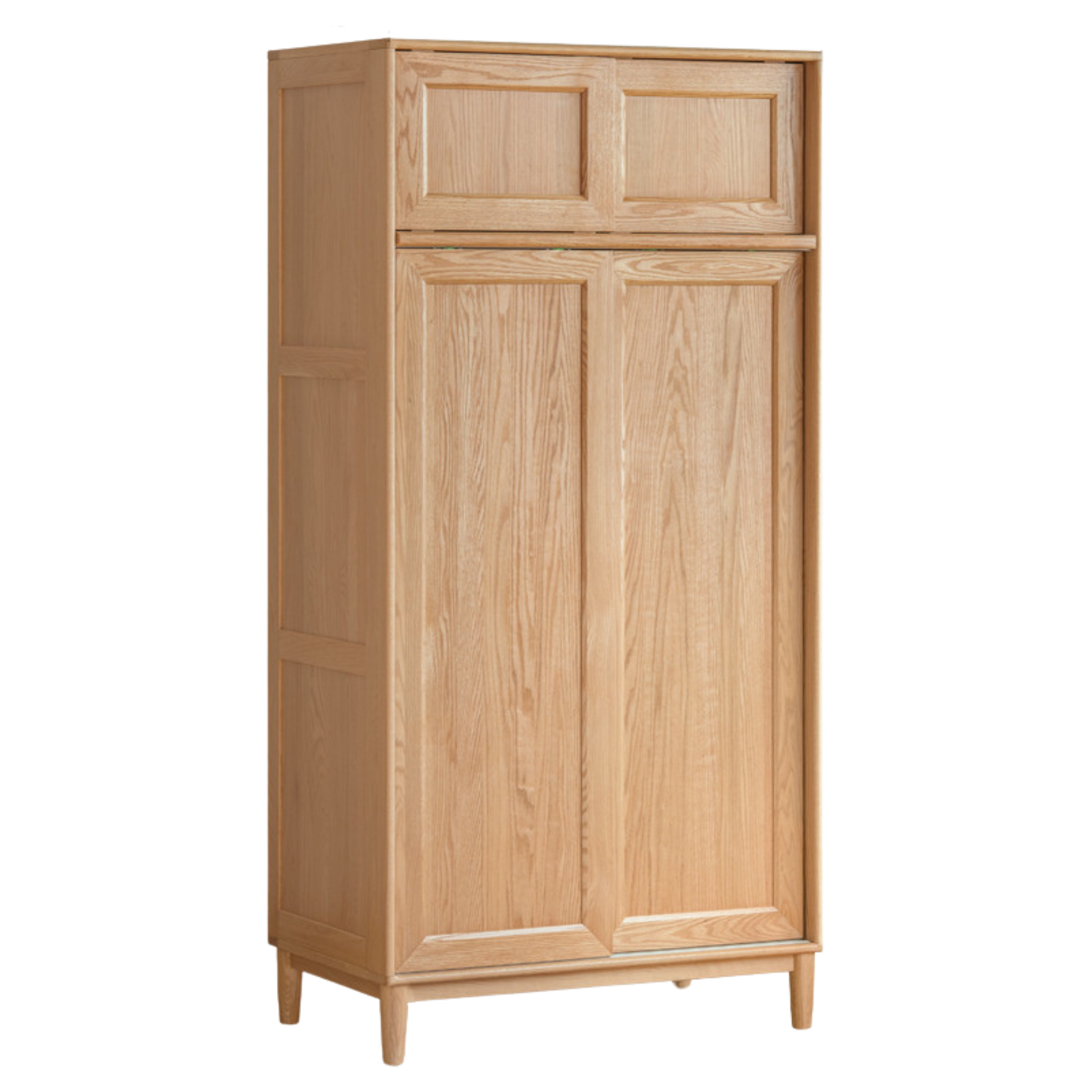 Solid Oak Wood Sliding Door Wardrobe Closet - Modern & Spacious Storage for Bedroom, Living Room, or Walk-In Closet