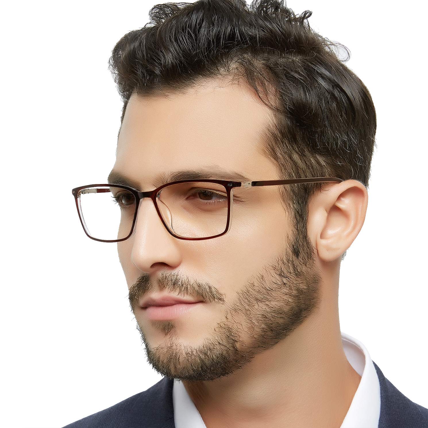 MARE AZZURO Flexible Reading Glasses for Men - 6.00 Strength Readers (600) - Stylish Rectangular Classic Frames - Perfect for Reading Books, Newspapers & Digital Screens