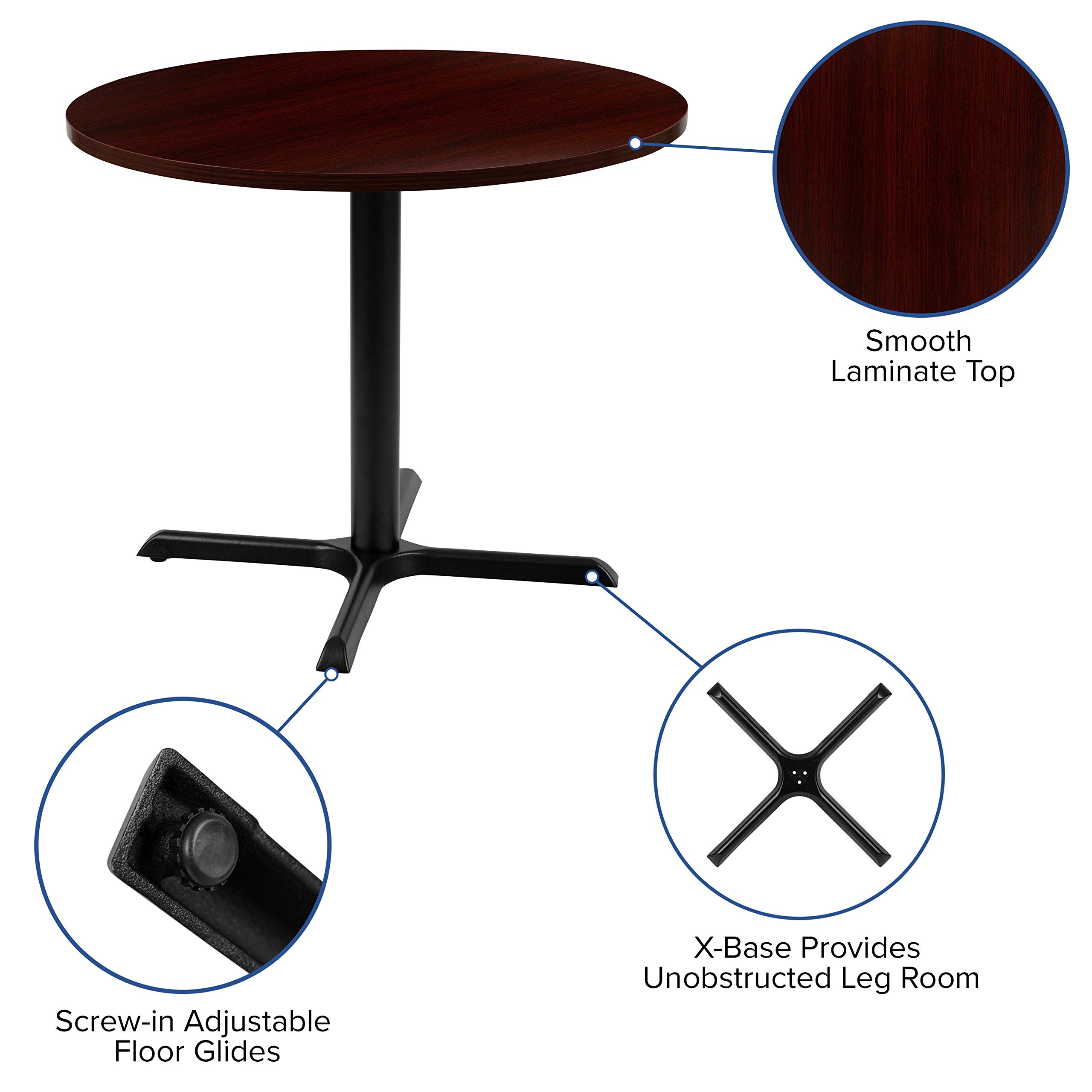 EMMA + OLIVER 36 Inch Round Mahogany Conference Table - Durable Office Meeting Table for Boardrooms, Home Offices & Workspaces