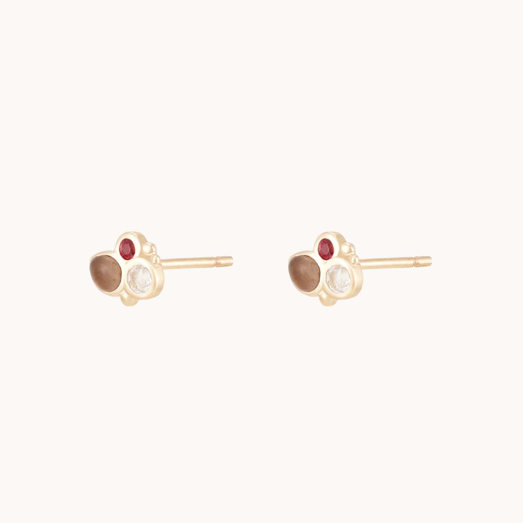 14K Yellow Gold Fire Element Stud Earrings with Natural Gemstones - Elegant Jewelry for Women, Perfect for Parties, Weddings & Everyday Wear