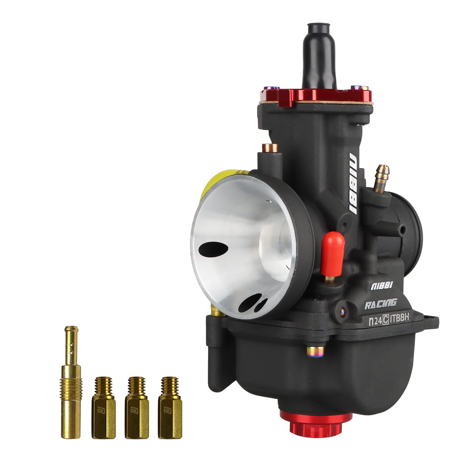 NIBBI 24mm PWK Carburetor for 125cc-150cc Motorcycle Engines - Compatible with Dirt Bikes, Mini Bikes, Pit Bikes & GY6 ATVs - Includes Carb Jets - High Performance Air Fuel Mixture for Off-Road Racing & Trail Riding