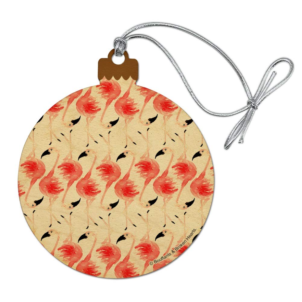 Watercolor Flamingo Wood Christmas Tree Ornament - Handmade Holiday Decor for Xmas Tree, Home, Party & Gift Giving