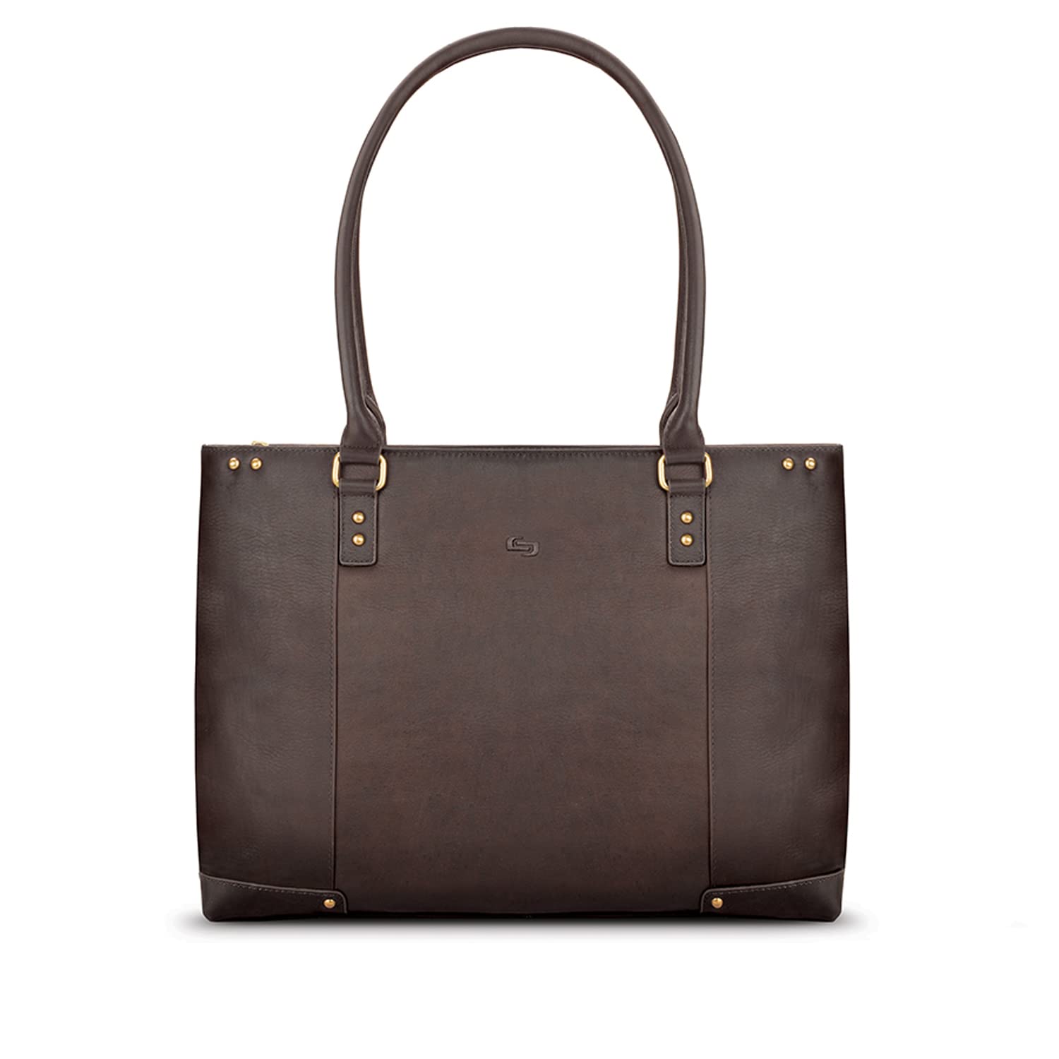 Solo Jay 15.6 Inch Genuine Leather Laptop Tote Bag for Women & Men - Business Work Commuter Briefcase - Espresso Brown Professional Office Bag for MacBook, Notebook, Tablet & Accessories
