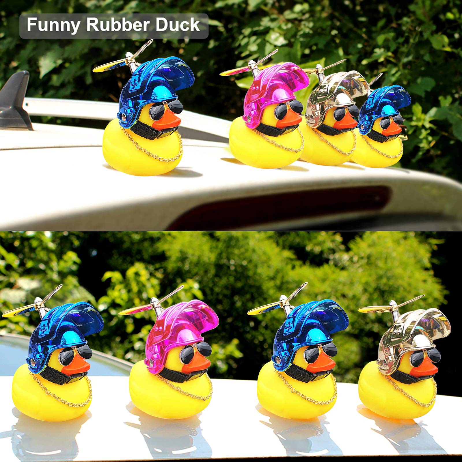 Cool Rubber Duck Car Decor - 3-Pack with Sunglasses & Gold Chain for Dashboard Fun