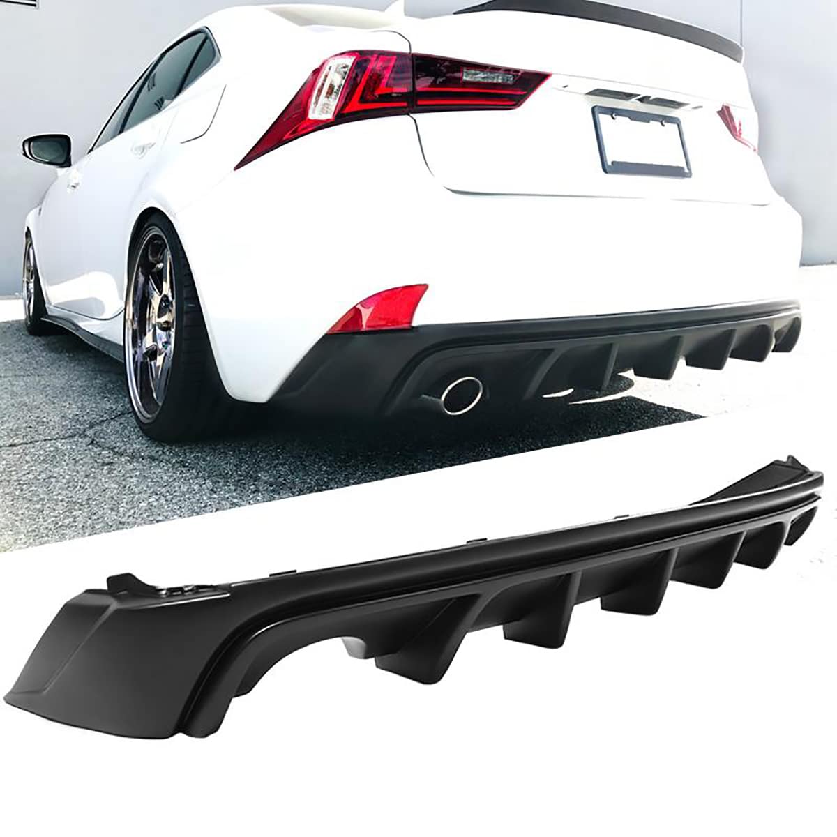 YOUNGERCAR Gloss Black ABS Rear Bumper Lip Diffuser Splitter for Lexus IS200T IS250 IS350 (2014-2016) - Enhances Sporty Look & Protects Rear Bumper for Street Racing & Car Shows