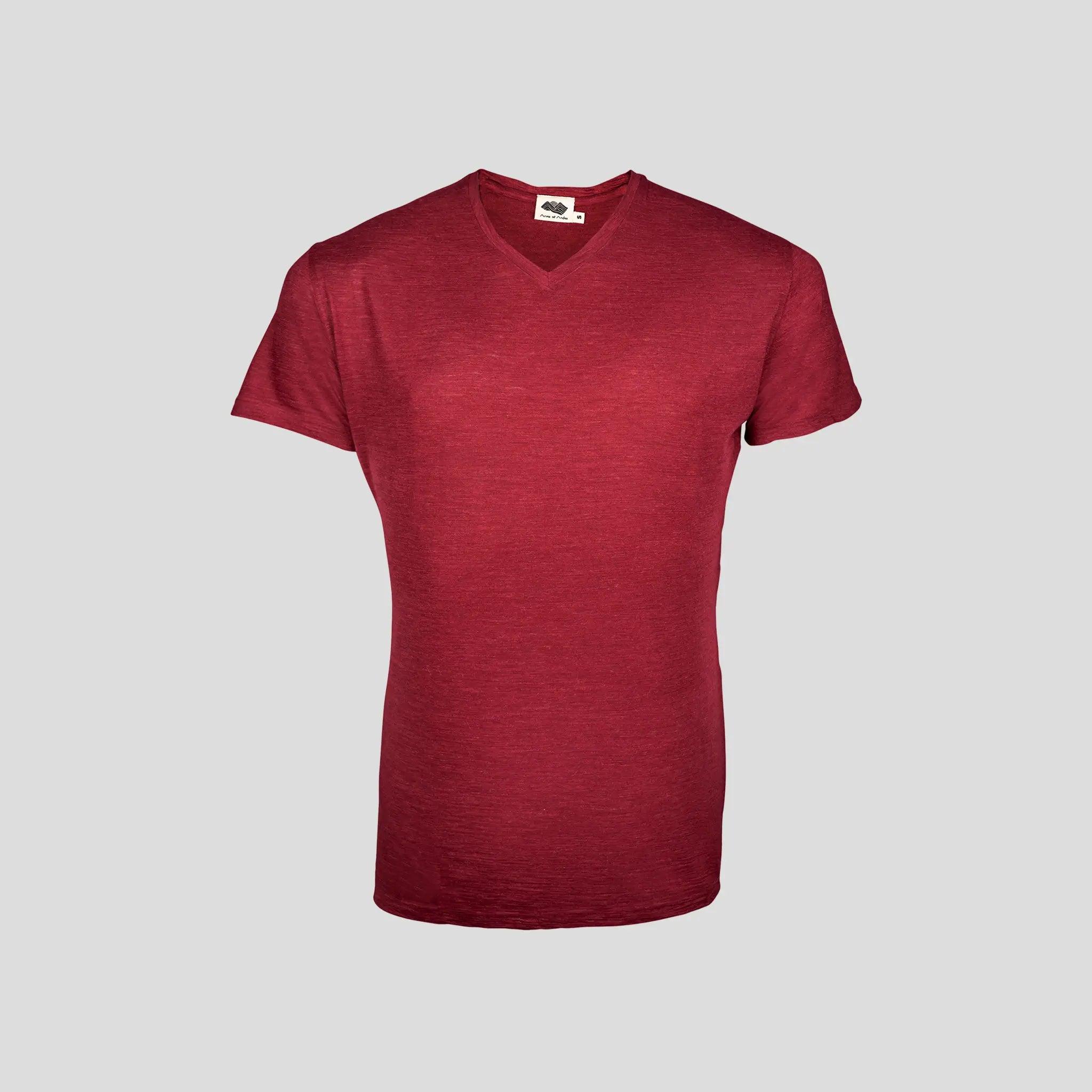 Ultralight Men's Alpaca Wool V-Neck T-Shirt - 160 GSM Soft Breathable Tee for Outdoor Hiking & Casual Wear