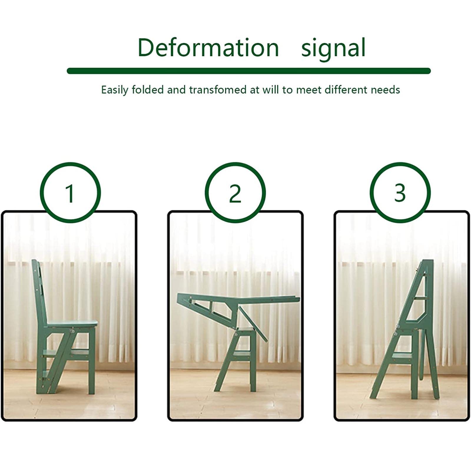4-Step Wooden Ladder Stool - Foldable Multifunctional Step Stool Chair for Home, Library, and Closet Organization - Perfect for Reaching High Shelves, Storage, and Household Tasks