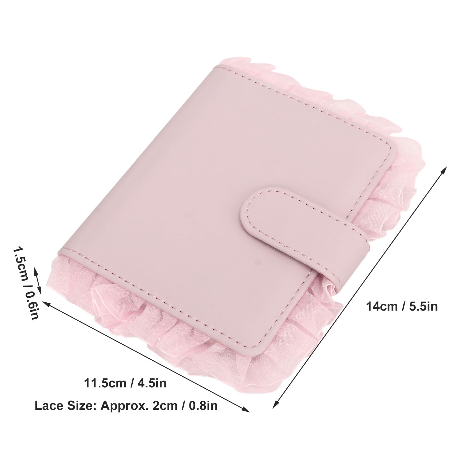 Mini Film Photo Album Book - 64 Pockets for Mini 12/11/9/8 Camera, Universal Photo Holder with Transparent Pages, Leather Cover & Lace Design - Perfect Gift for Weddings, Baby Photos & Travel Memories (Pink)