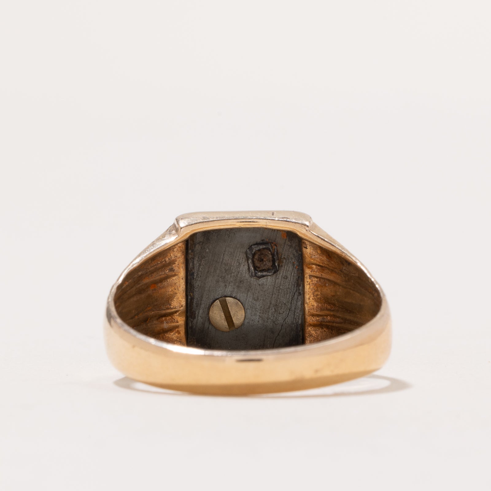 Hematite and Diamond 'D' Initial Signet Ring - 5.00ct Hematite & 0.01ct Diamond - Size 11.25 - Elegant Personalized Jewelry for Men & Women - Perfect for Gifts, Engagements, and Special Occasions
